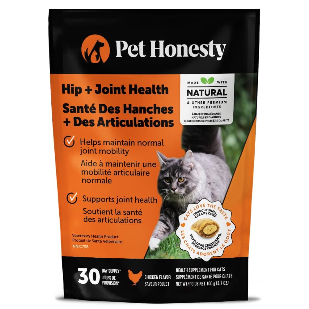 Cat Hip & Joint Health Crunchy & Creamy Chews - Cat Joint Support Supplement with Glucosamine, Health Supplies & Hip Support for Indoor & Outdoor Cats (Chicken 30-Day Supply)