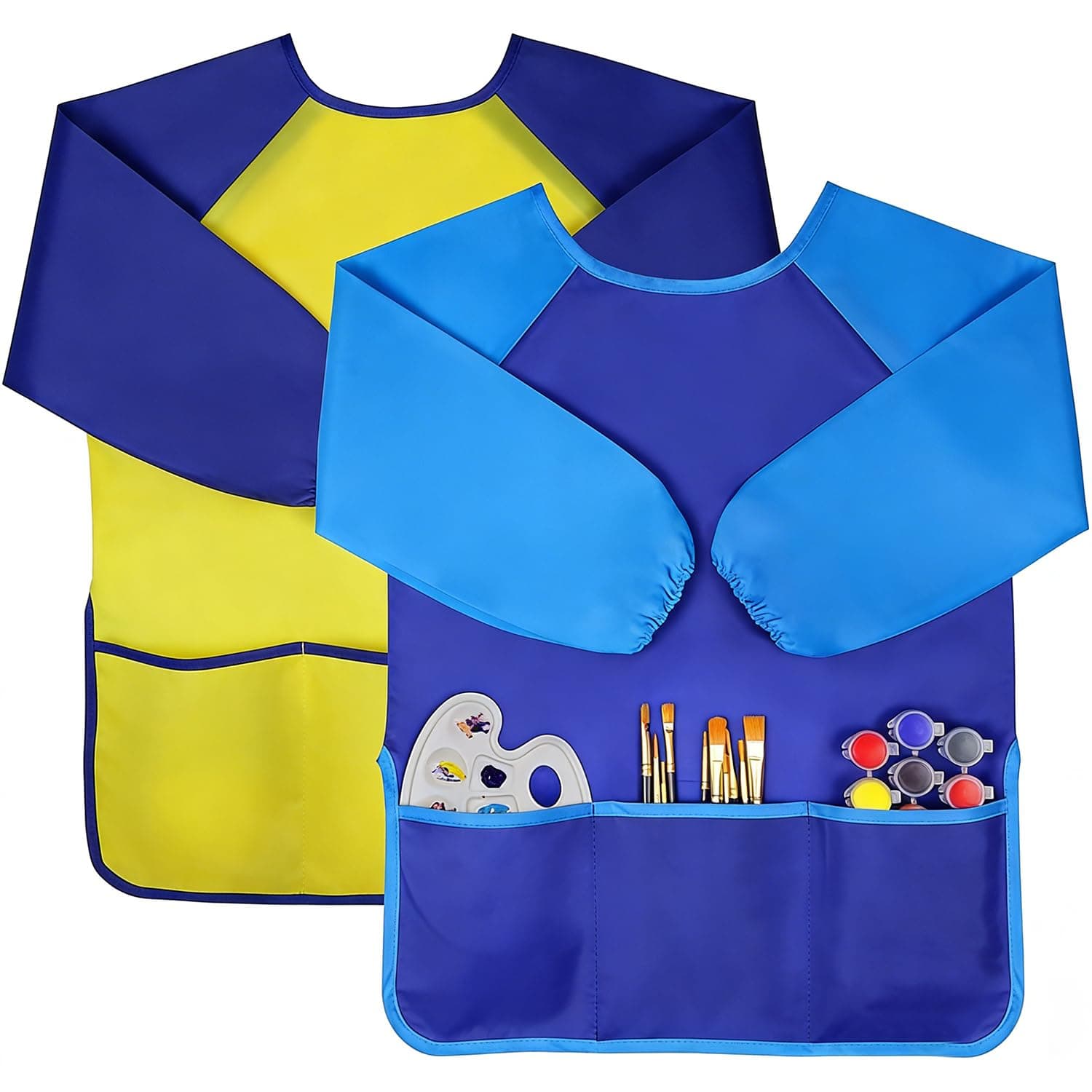 Jolik Kids Art Smocks for Children, Waterproof Artist Painting Aprons with Long Sleeve and 3 Pockets for Drawing Cooking