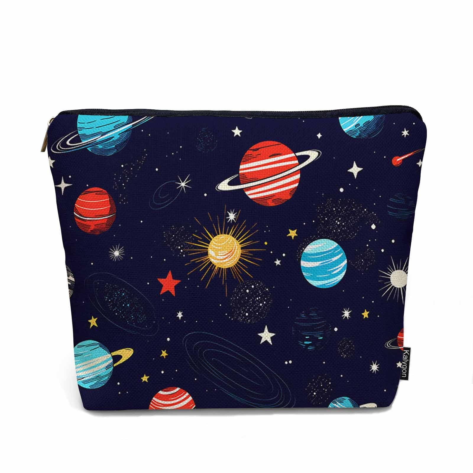 Kalygon Makeup Bag Horse Makeup Bags For Purse Pouch, Western Horses Brown Travel Toiletry Bag Cosmetic Bag Makeup Bags Flax Makeup Organizer Bag Pencil Pouch For Man Woman, Galaxy Space, 9 x 7.1 inch