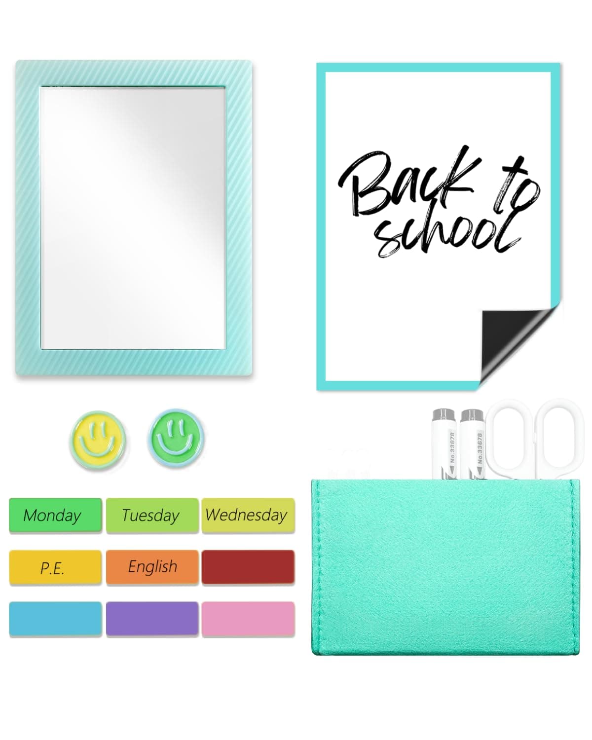 Mymazn Locker Accessories Kit Magnetic Mirror for School Locker Mint Blue