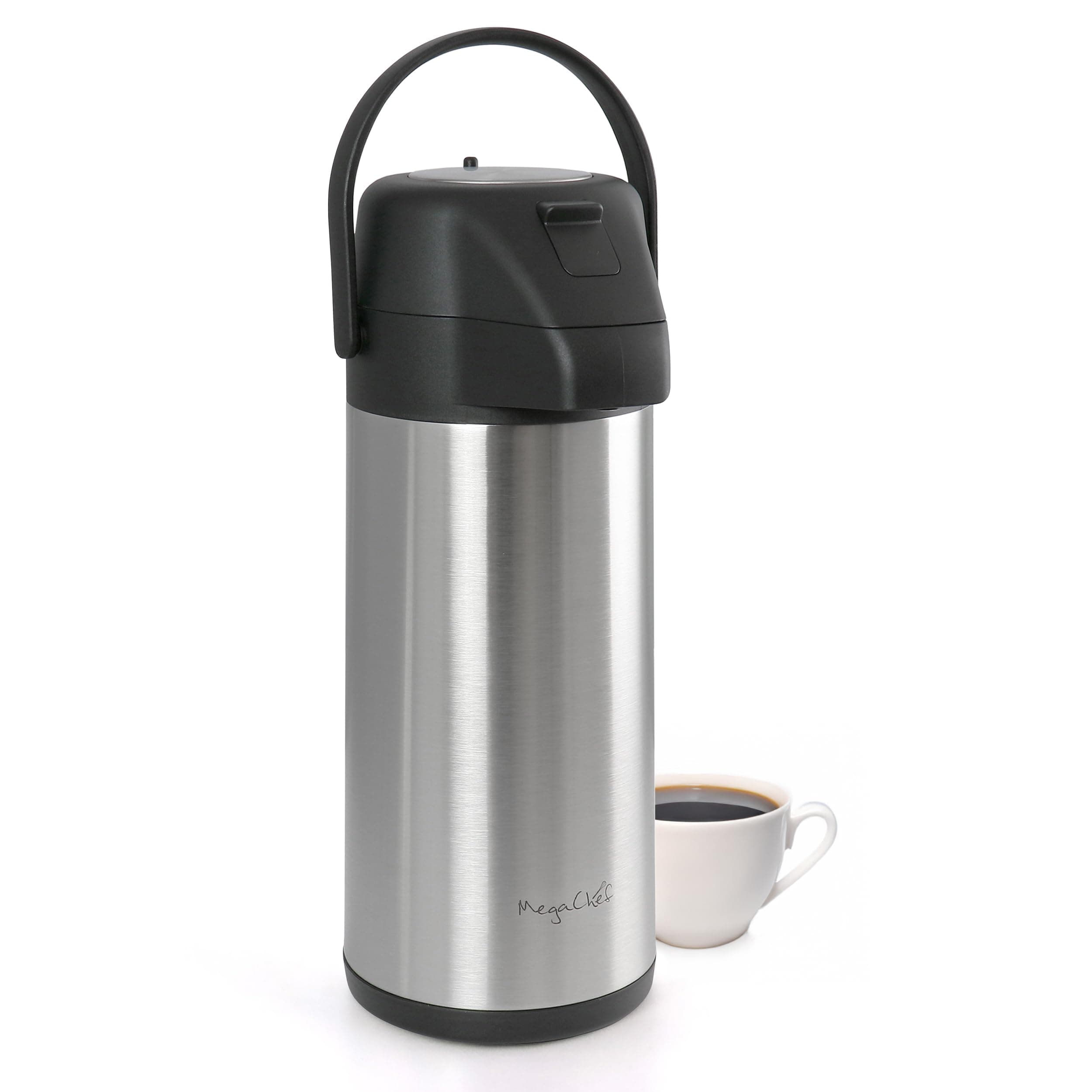 MegaChef 3 Liter Stainless Steel Vacuum Body Pump Cap Air Pot