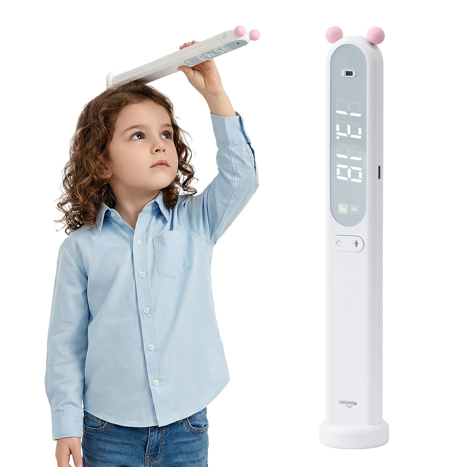 Umimile Portable Height Measurement for Kids- Handheld Cordless Infrared Height Stadiometer Device for Kids and Adults, Digital Height Measurement Tool Scale 240 cm / 94.5 inches (Pink)