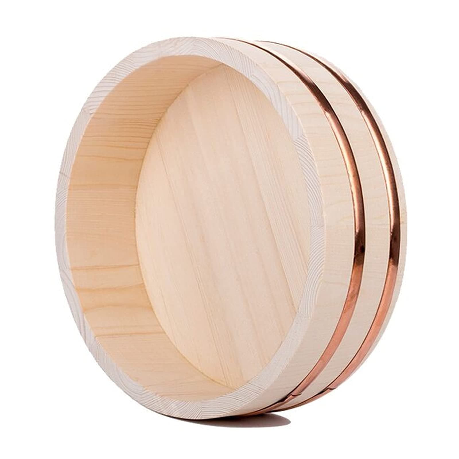 Japanese Wooden Hangiri Sushi Rice Mixing Bowl Tub Sushi Oke Copper Bands for Sushi Restaurant Kitchen 60cm/23.6in (48cm/19in)