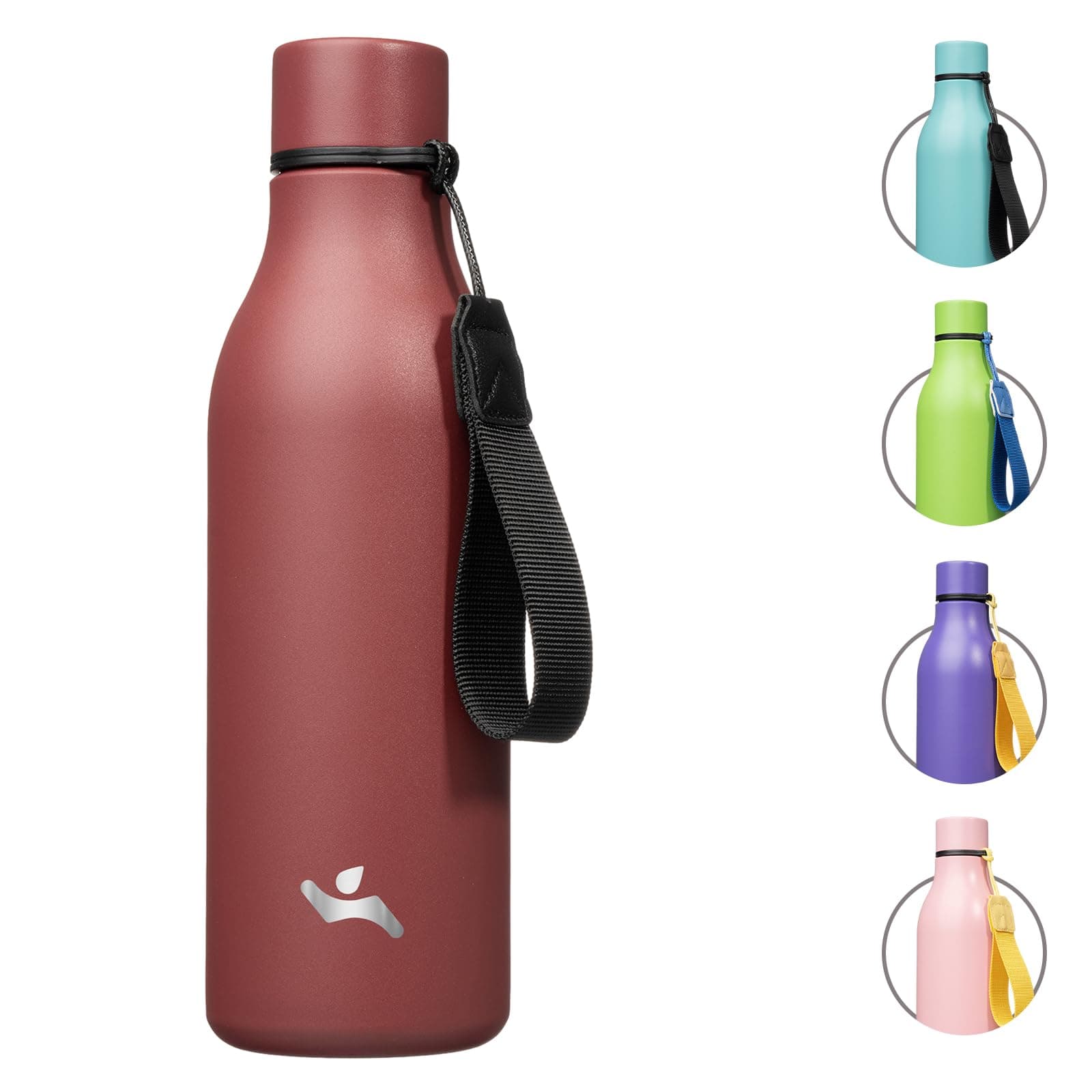 Konokyo 18 oz Insulated Stainless Steel Metal Water Bottle with Strap