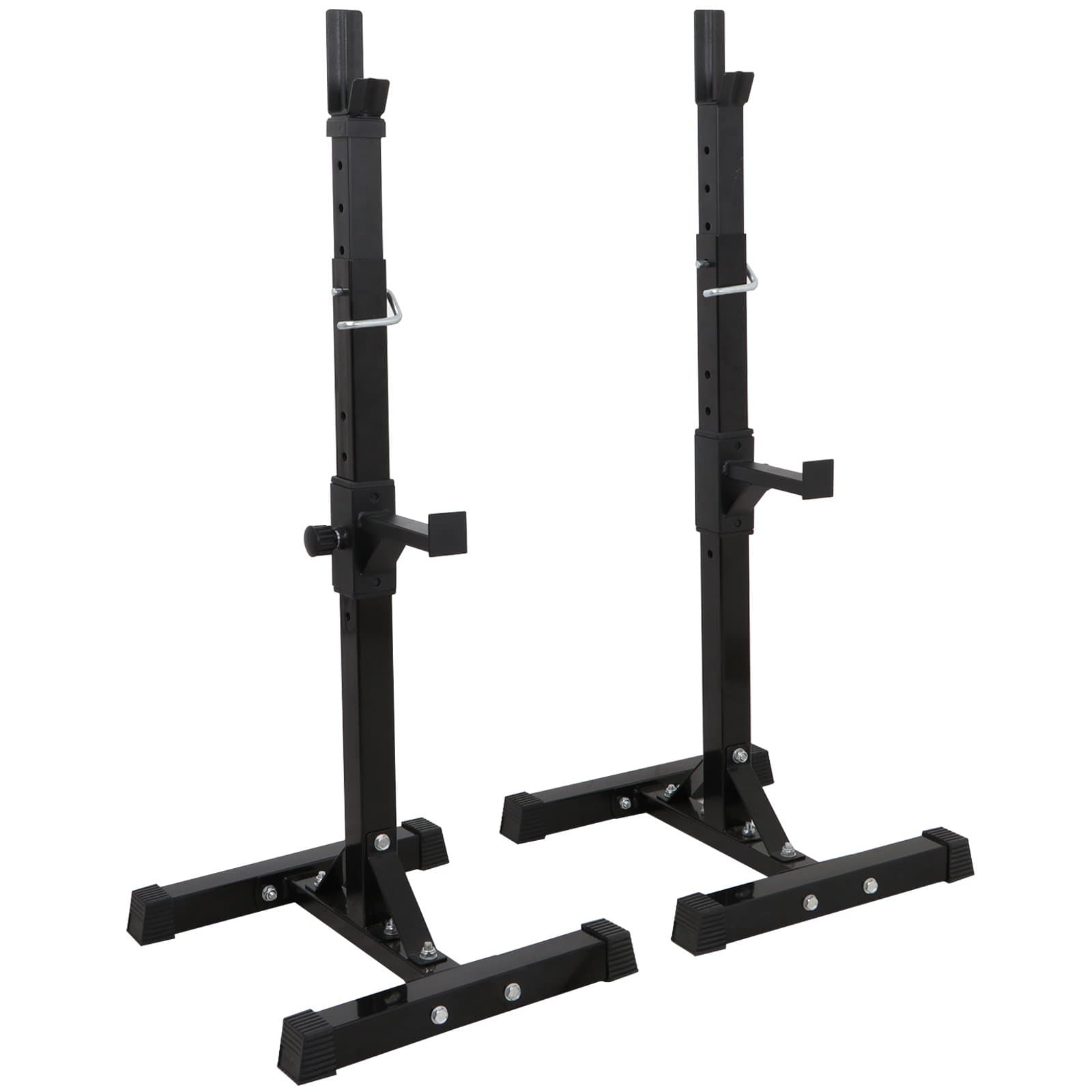 Saturnpower Pair of Adjustable Squat Rack 40inch-66inch Barbell Bracket Solid Steel Free Press Bench, Home Gym Portable Dumbbell Racks Stands, Family Sports Fitness Equipment,Black