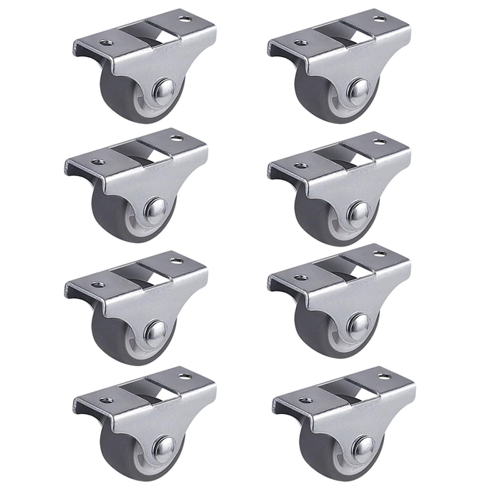 8PCS Duty Fixed Casters with Rigid Non-Swivel Base Ball Bearing Trolley Wheels Top Plate 1 Inch