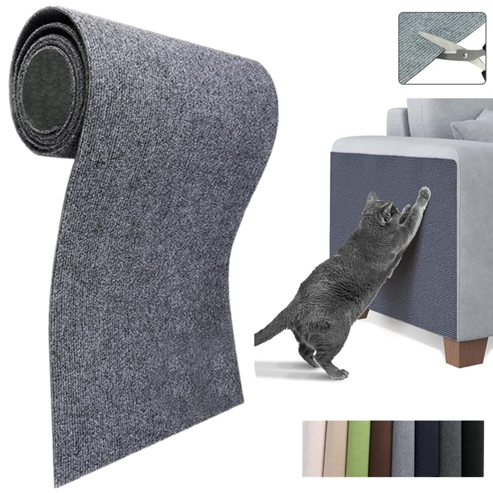 Cat Scratch Furniture Protector Mat DIY Cat Scratch Pad Self-Adhesive, Pet Scratching Post Cat Scratcher Carpet Anti Cat Scratch for Cat Tree/Door/Couch (Dark Gray, 15.8 * 39 inch)