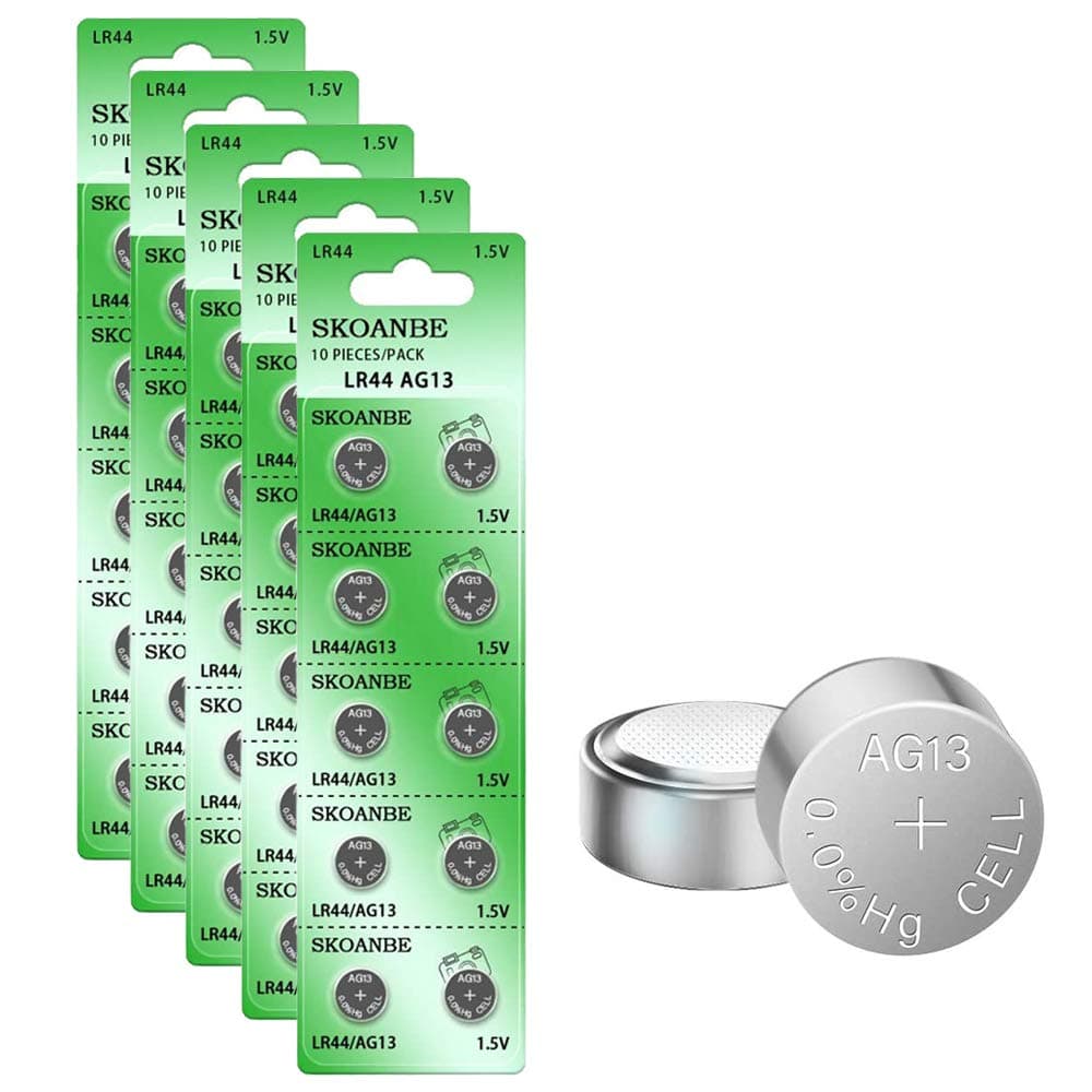 SKOANBE AG13 LR44 303 357 A76 SR44 1.5V Battery Button Coin Cell Batteries-50packs