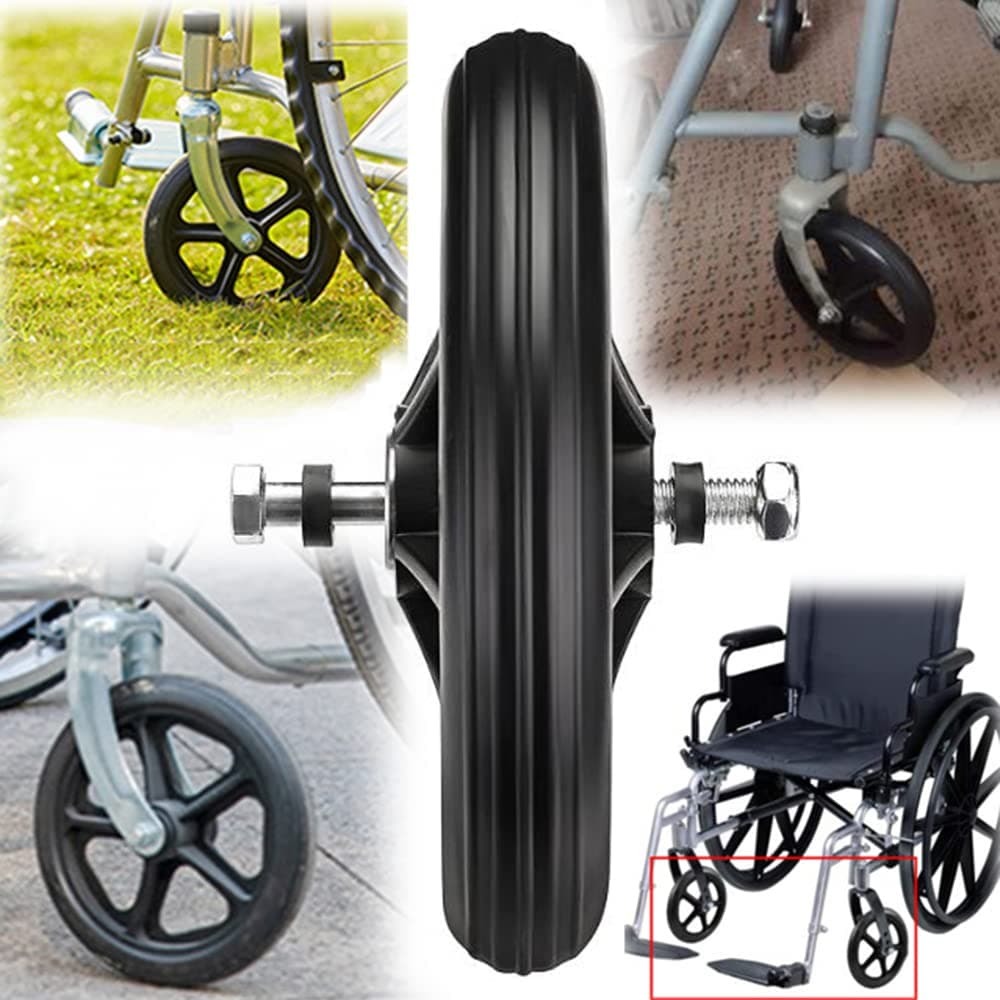 LKP 1 Pair of Universal Casters for Wheelchairs, Anti-Slip Front Wheels 6 Inch (15cm), Replacement Wheel Accessories for Walkers Gray Black