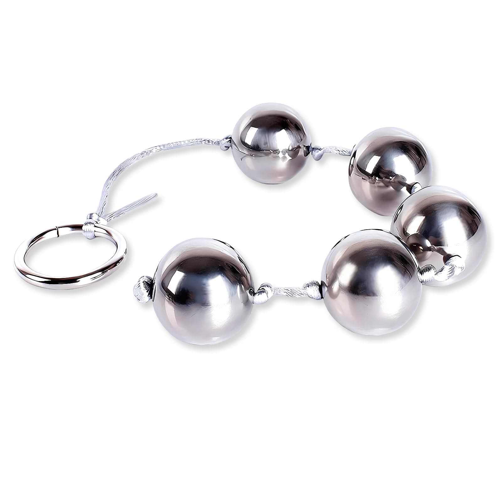 Metal Anal Balls, Stainless Steel Anal Sex Beads Butt Plug Bead with 5 Metal Balls String Rope BDSM Toys Vaginal Spreader Masturbation Anal Training for Women Men Beginner