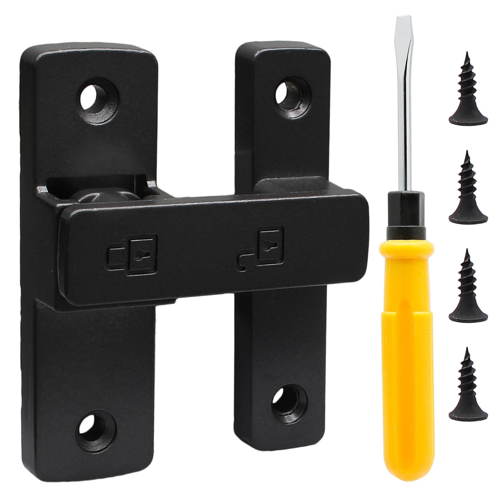 Wawory Heavy-Duty Flip Latch Lock 180 Degree Rotation, Solid Thick Zinc Alloy Construction Surface Mount Locking for Gates, Garage Doors, Garden Fences, Sheds - Durable Security Hardware (Black)