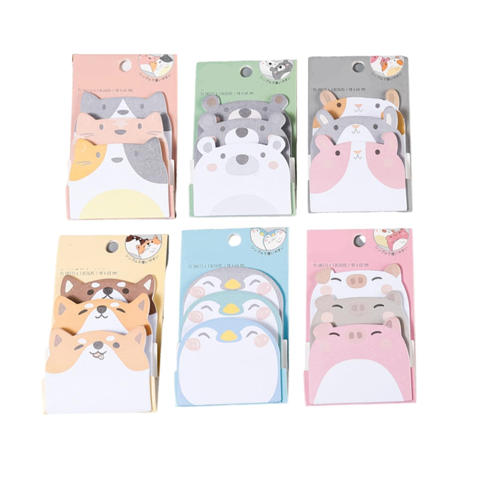 Cartoon Animal Notes Pad 270 Sheets Adheive Note Paper Small Notepads Pocket Memo Pad for Writing Journaling 18x60mm Notes