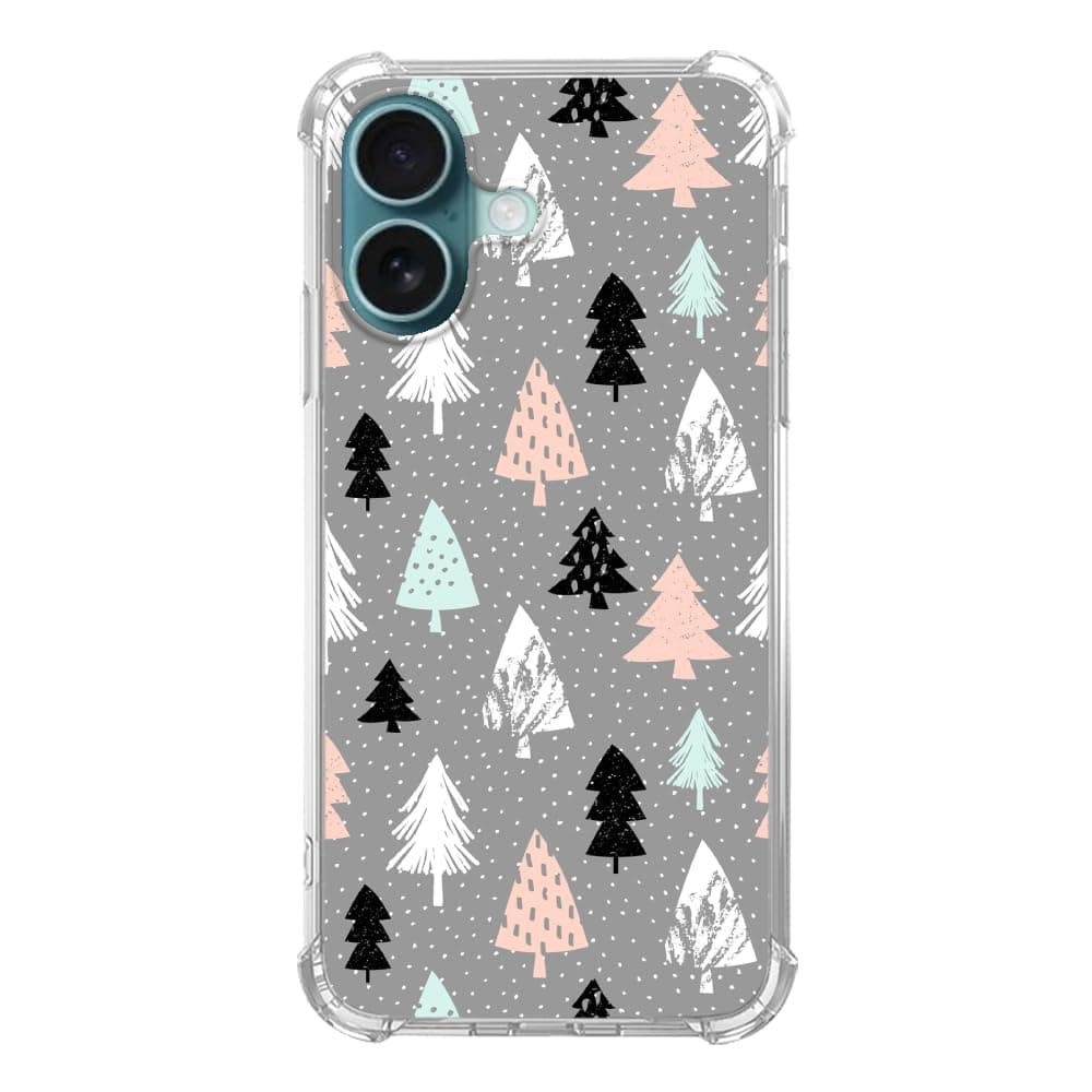 Mabluworqe Pink White Black Christmas Trees Case Compatible with iPhone 16 Plus, Winter Christmas Cartoon Case for iPhone 16 Plus, Cool TPU Bumper Phone Case Cover
