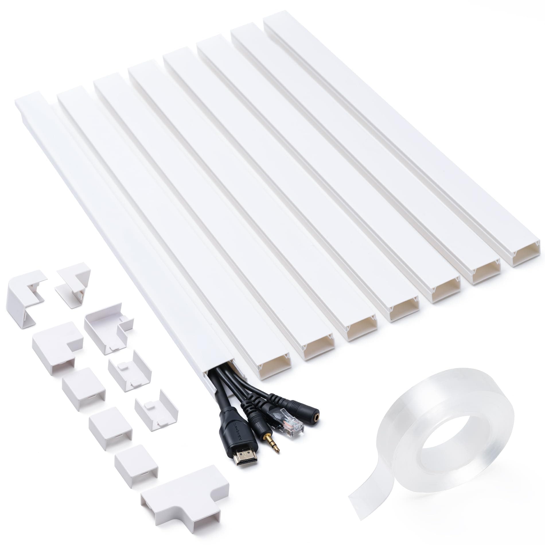 126in Cord Hider Kit, Cord Covers 8X L15.7 W0.96 H0.58in, White