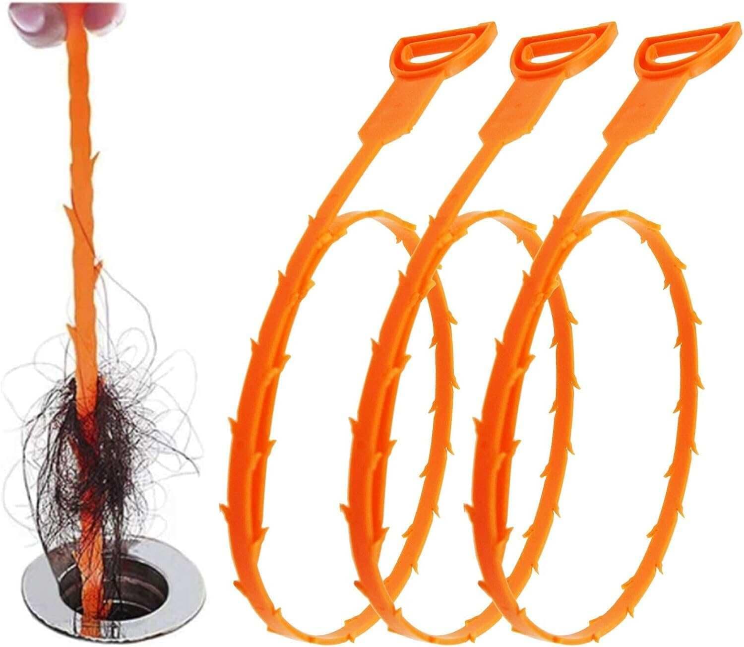 Forlivese 25 Inch Drain Snake 3 Pack, Hair Clog Remover Sink Unblocker
