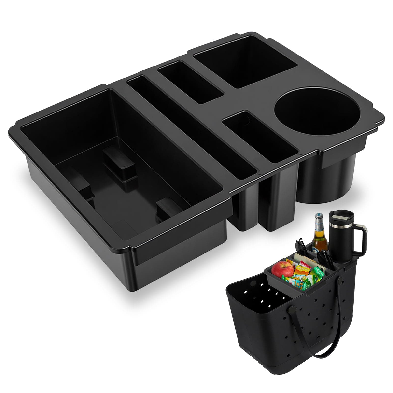 Top Cup Holder Tray for Bogg Bag Large, Topper Tray, Drink Holder (Black)