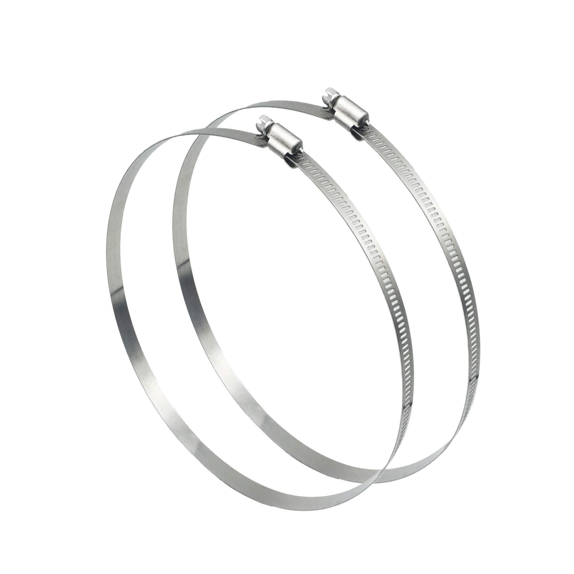 EesTeck 2Pcs 12"(Diameter) Adjustable 304 Stainless Steel Duct Clamps Hose Clamp Pipe Clamp Air Ducting Clamp worm drive hose clamps (289mm-311mm)