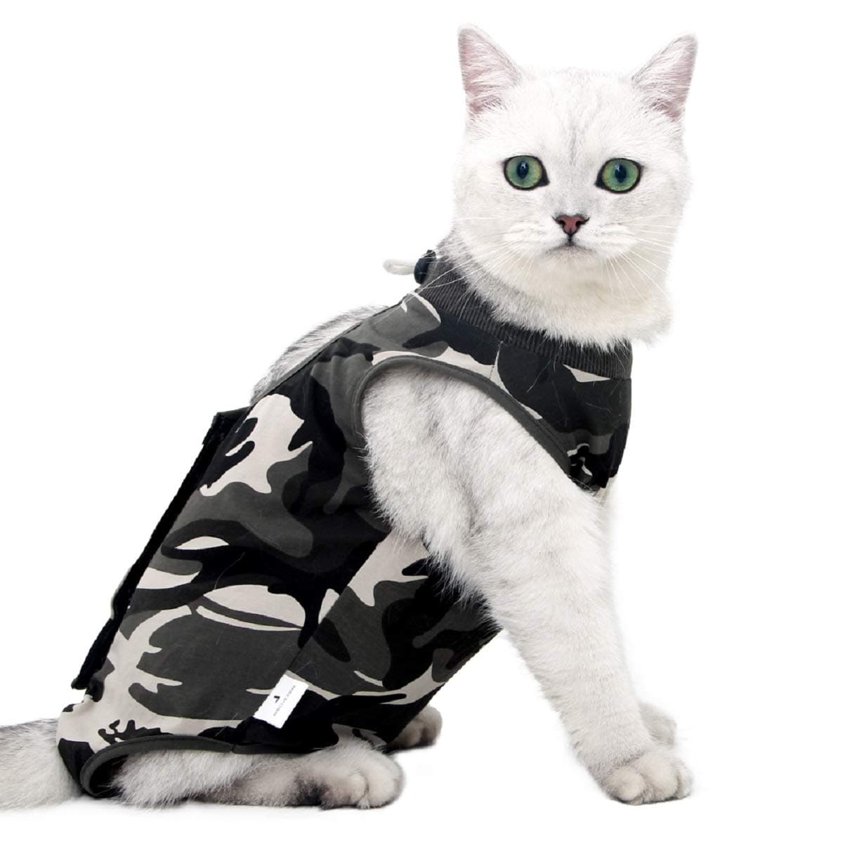 oUUoNNo Cat Wound Surgery Recovery Suit for Abdominal Wounds or Skin Diseases, After Surgery Wear, Pajama Suit, E-Collar Alternative for Cats (S, Camouflage)
