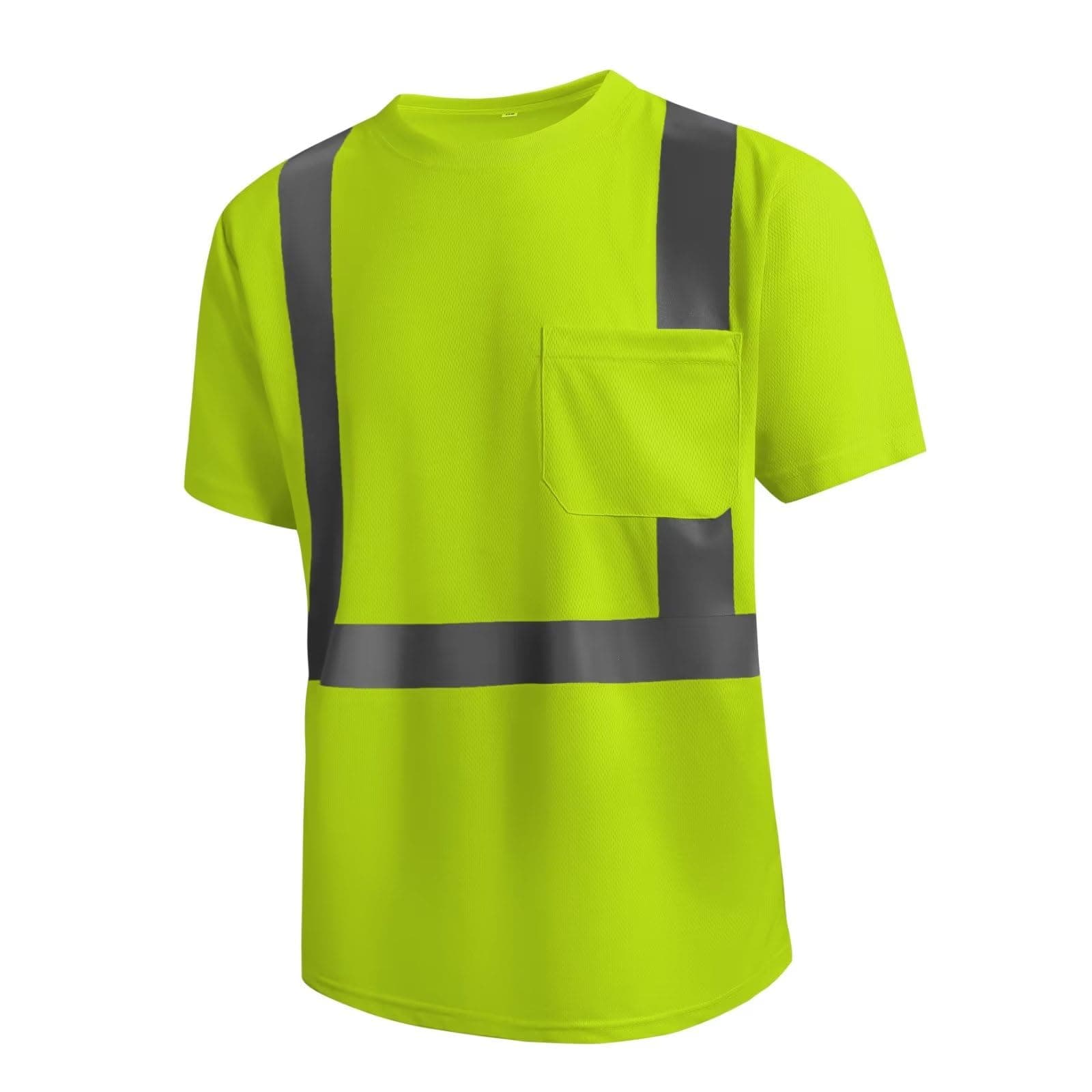 SKSAFETY High Visibility Safety Shirts for Men with Reflective Tapes - Quick Dry Class 2 Hi Vis Construction Work Shirts for Men, Short Sleeve Breathable Birdeyes T-Shirts with Pocket Yellow