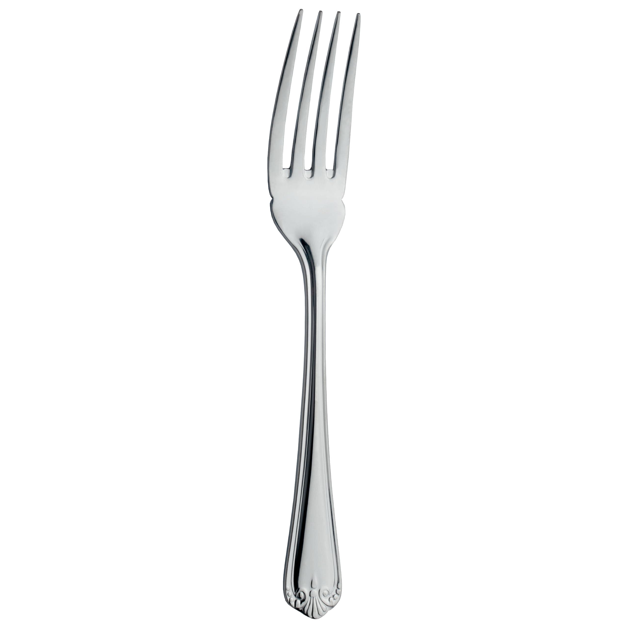 Grunwerg Jesmond Pattern Fish Forks, 18/0 Stainless Steel, Mirror Finish, Shell Motif - Everyday Parish Cutlery (Pack of 12)