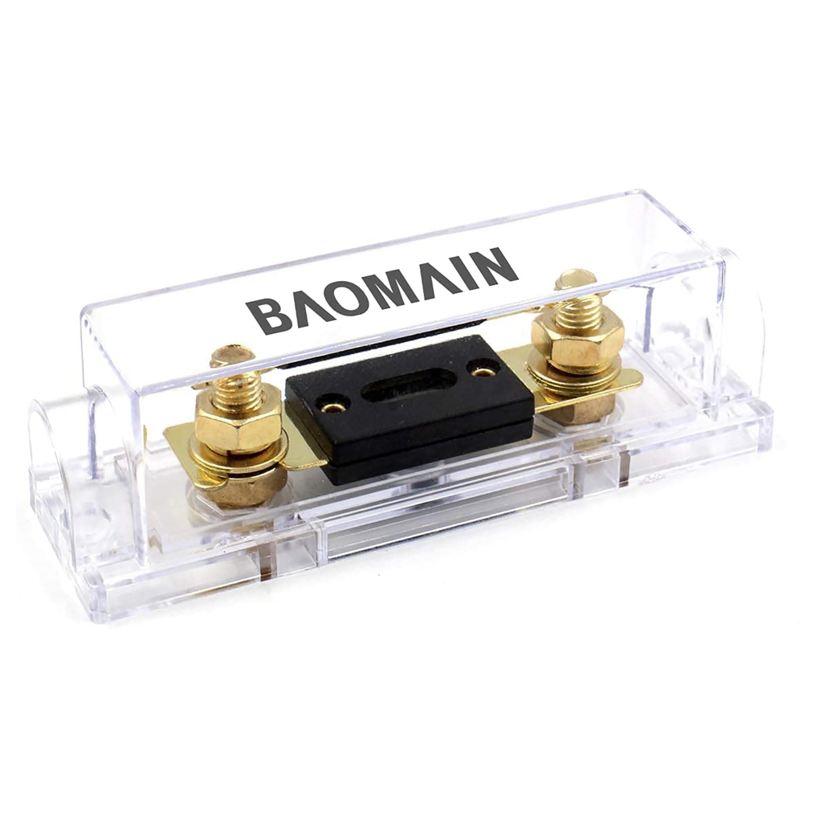 Baomain 1-Pack 100A ANL Fuse Holder Kit with Fuse - Gold-Plated Terminals, for Car Audio, Amplifiers, 12V/24V DC Systems, Compatible with 0/2/4 AWG Wires