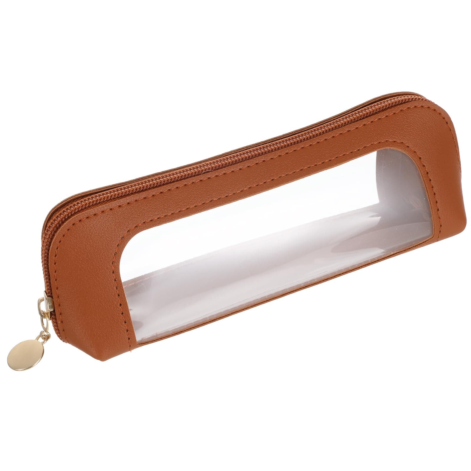 Sorcristy Clear Makeup Bag Double Sided Clear Toiletry Bag for Women Portable Make Up Organizer Traveling Compact Car Bags Makeup Brush Bags Travel Makeups Brush Holder Small Make up Organizer, Brown