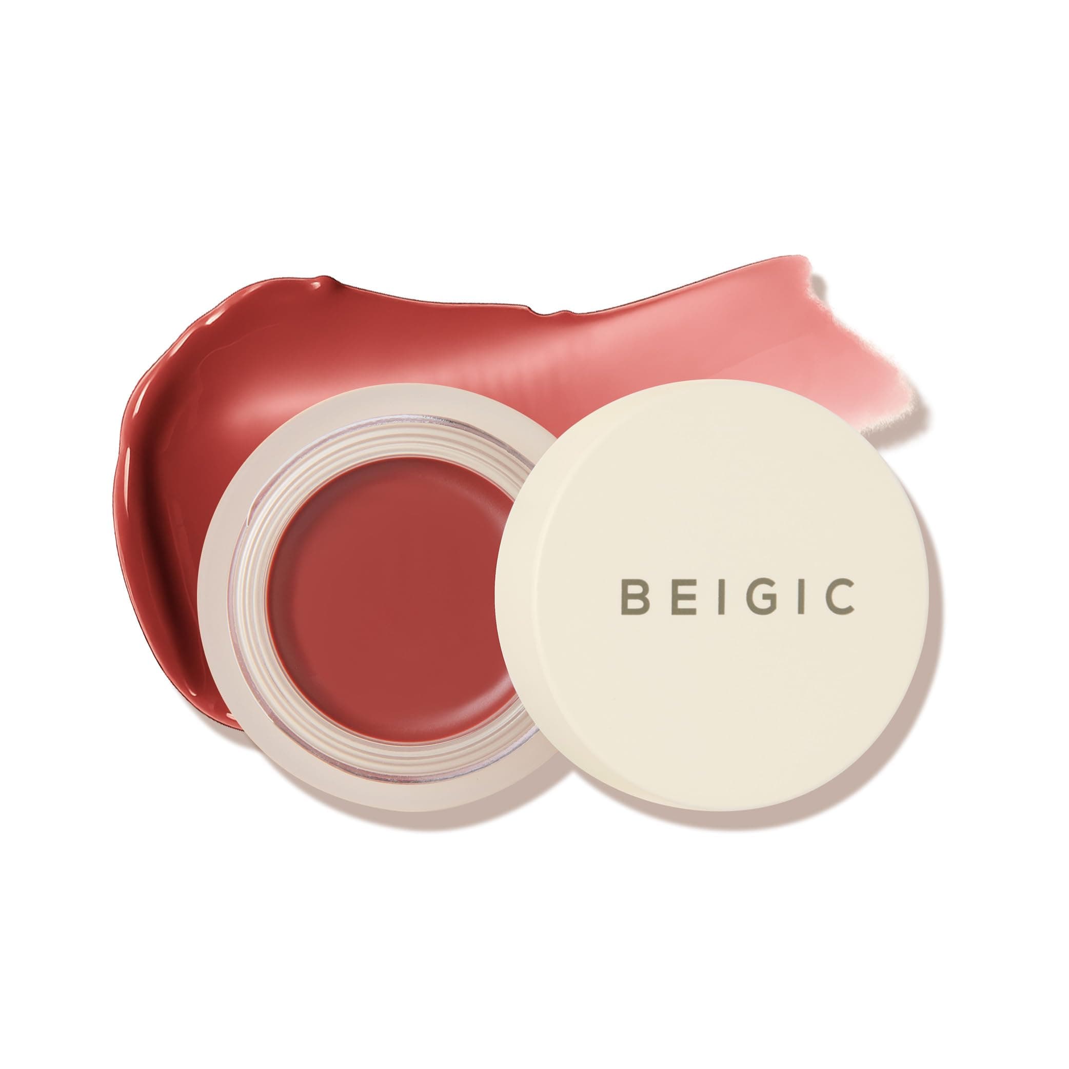 BEIGIC Flush Lip & Cheek Balm - Vegan Buildable & Blendable Multiuse Balm | Natural Flush & Glow | Glowy Blush for Cheeks | Dewy Korean Make Up Cream Blush | 03 Long Black - Muted Brick, 0.14 fl.oz