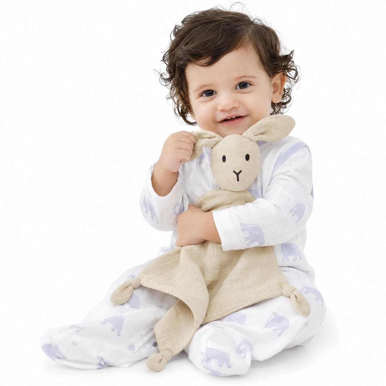 ZIGJOY Muslin Cotton Lovey for Baby Boy Girl Gift, Bunny Security Blanket