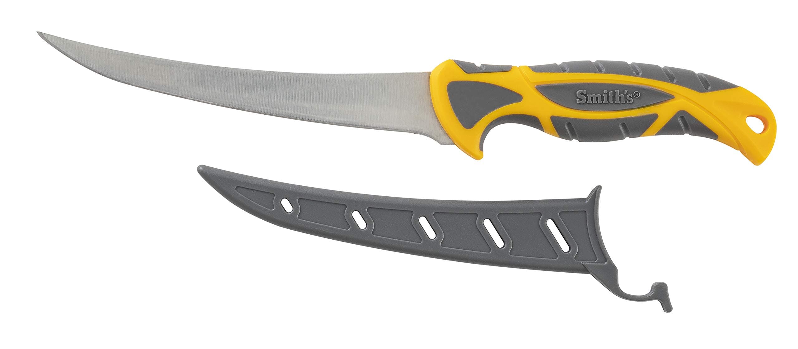 Smith’s 51061 6” Boning Fillet Knife - 400 Series Stainless Steel Blade - Non-Slip Soft Grip Handle - Protective Sheath - Curved Fillet Knife - Deboning & Game Processing - Fishing & Hunting Knife