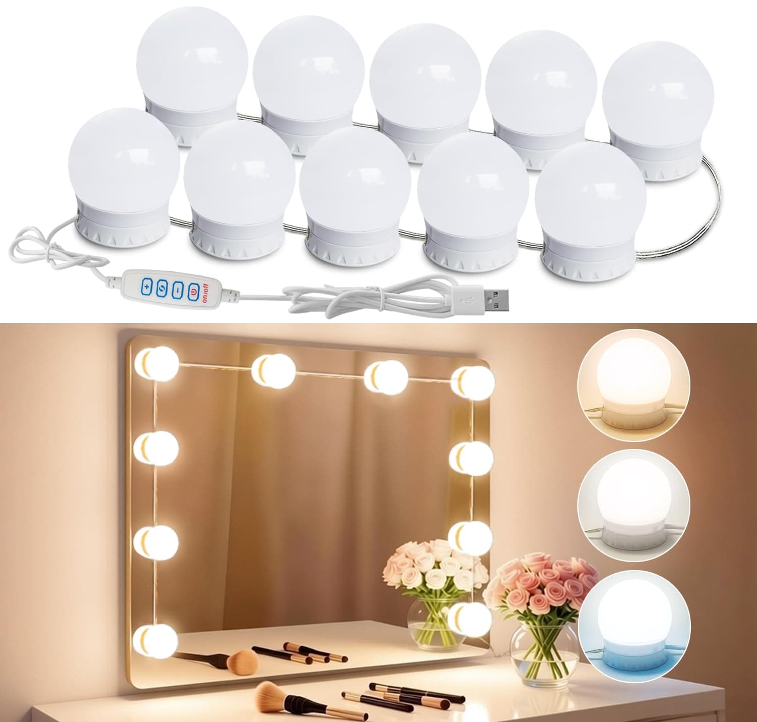 LED Vanity Mirror Lights for Makeup Dressing Lighting,Stick On