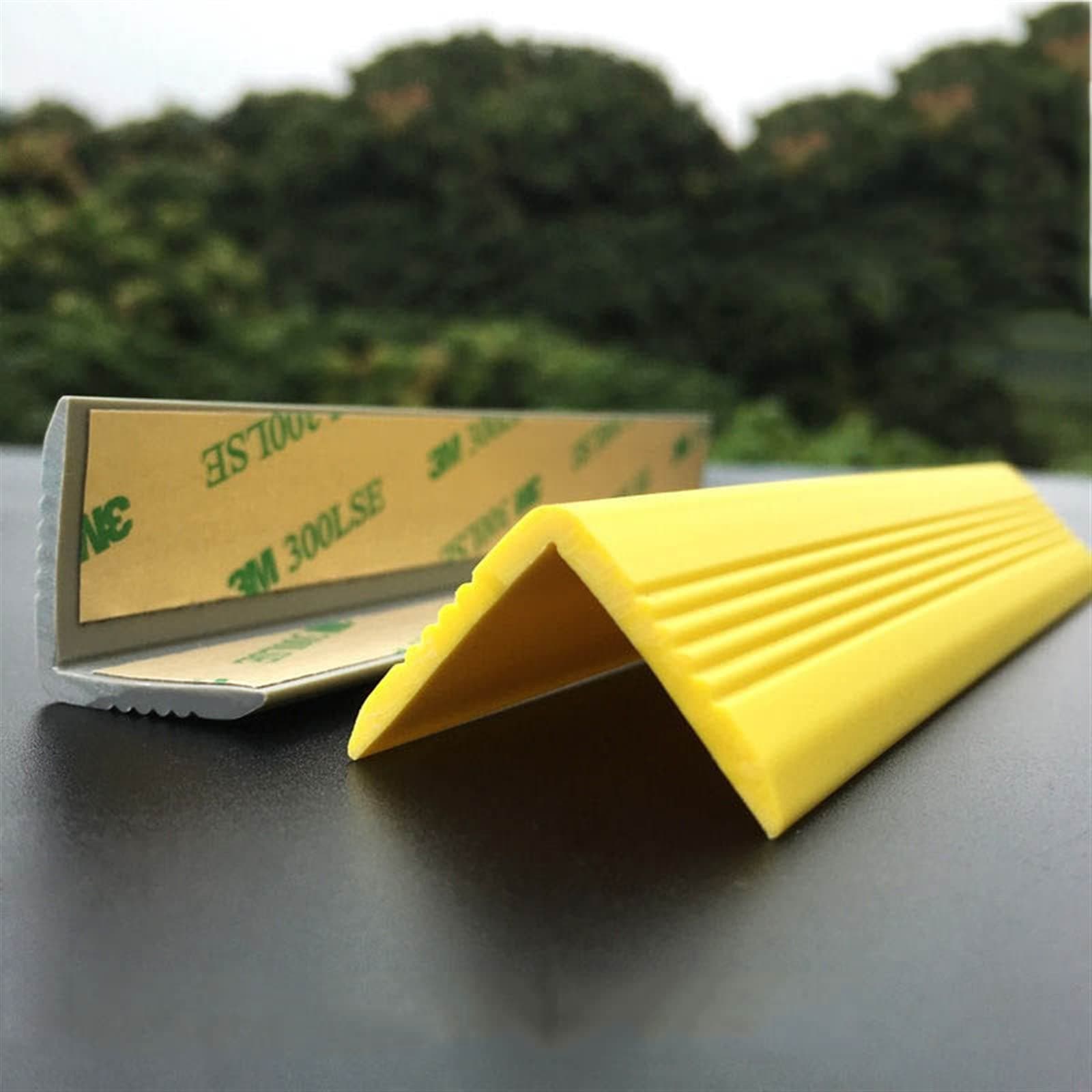 Stair Nosing Rubber Stair Nosing Non-Slip Self-Adhesive Stair Edge Protector, Non-Slip Stair Tread Stair Trim for Indoor & Outdoor Stair Steps - Waterproof & Flame Resistant (Color : Yellow, Size :