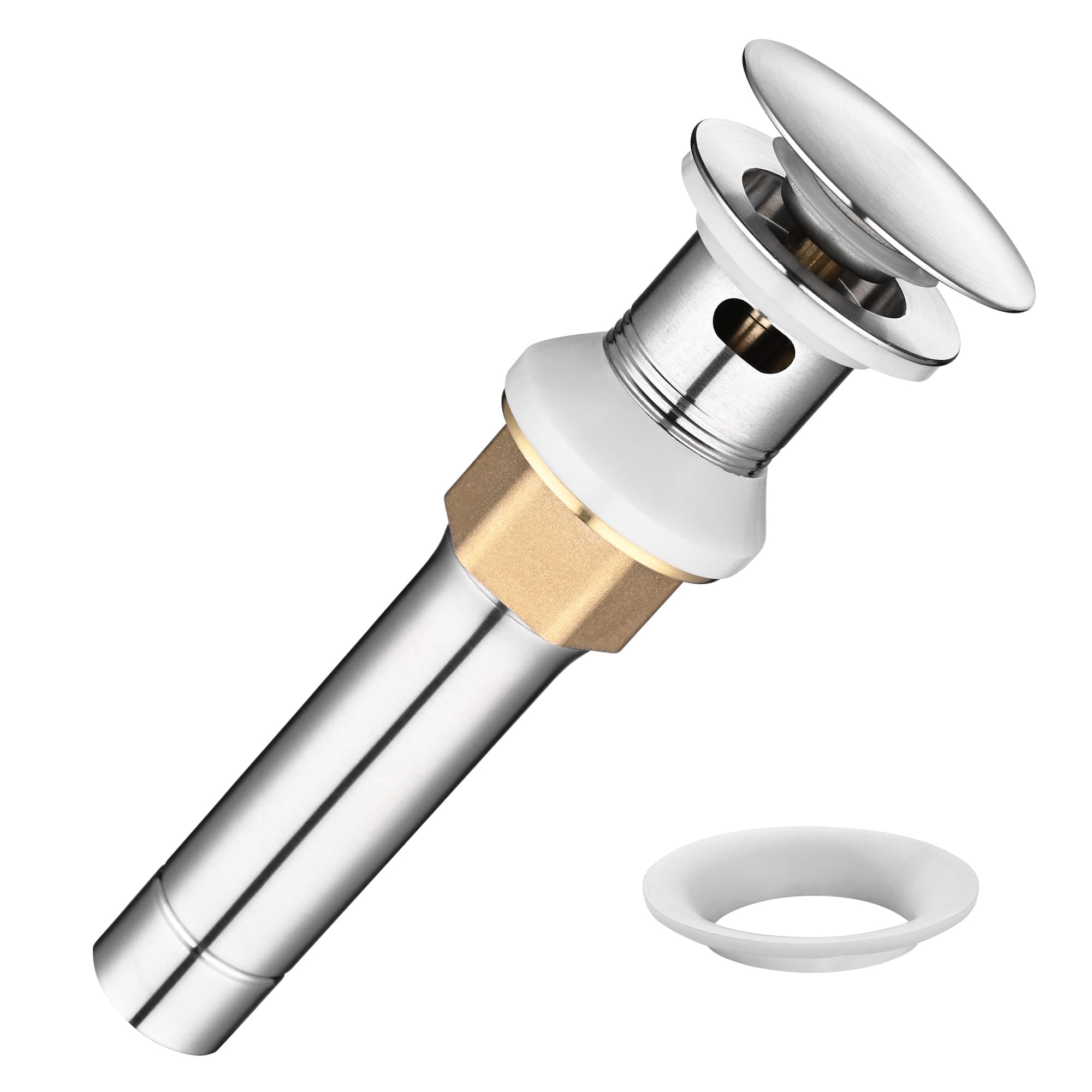 Aquaterior Bathroom Pop Up Drain with Overflow Lavatory Vessel Basin Sink Nickel