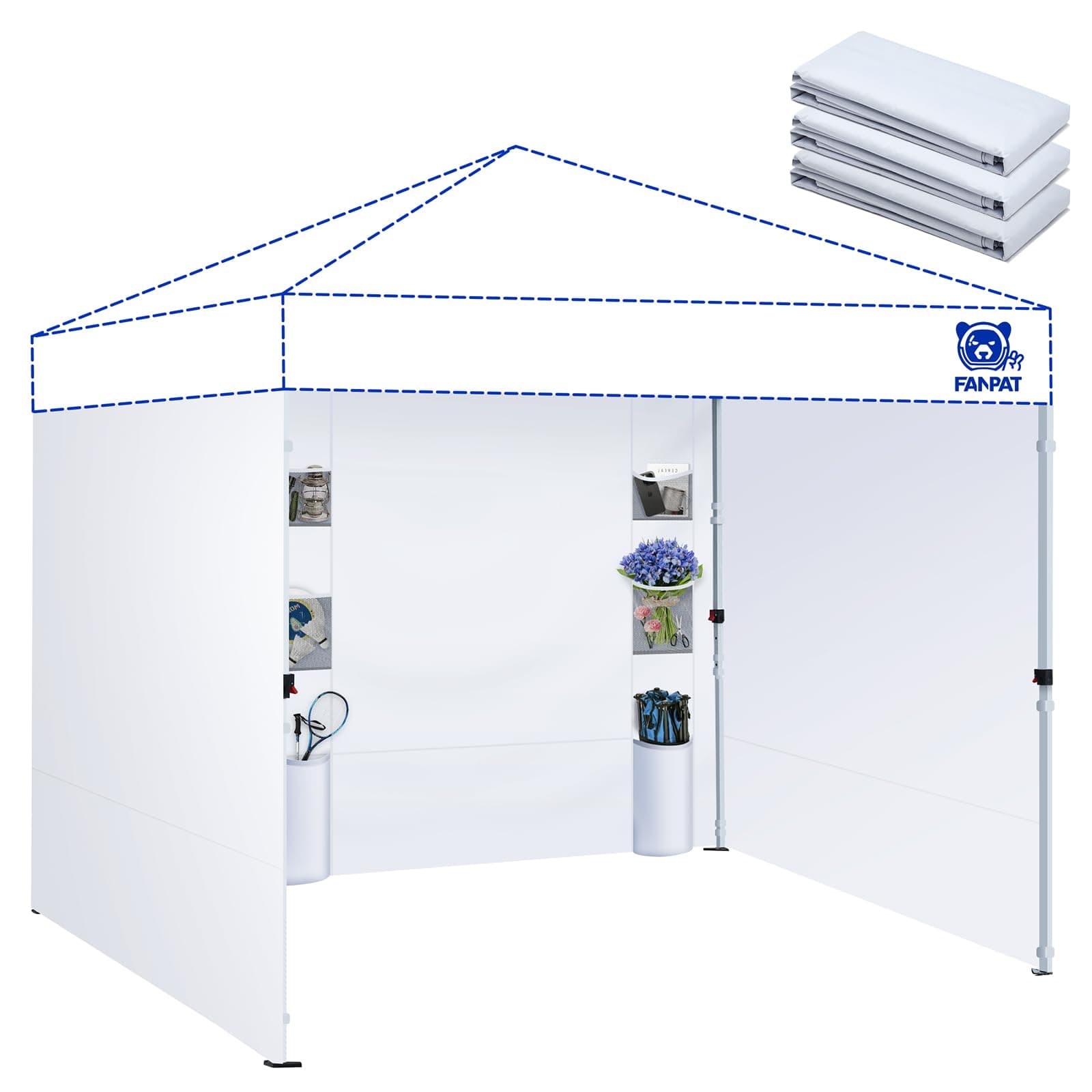 FANPAT 10x10 Canopy Tent Side Walls for Pop Up Canopy (Silver White, 10x10)