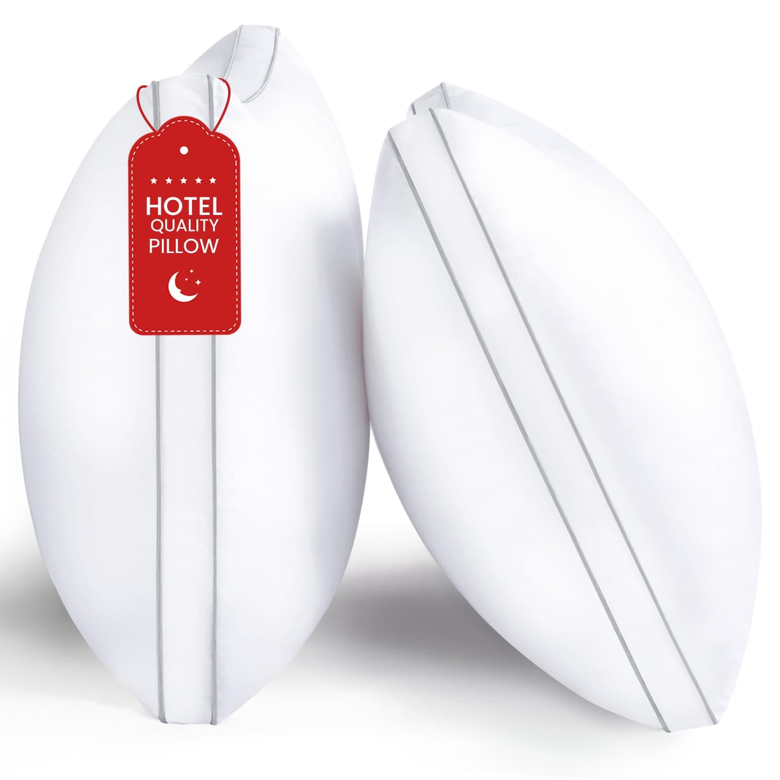 ROUMEA Pillows Queen Size Set of 2, Gusseted Bed Pillows for Sleeping 2 Pack, Luxury Hotel Quality, Supportive Queen Pillow with Soft Down Alternative for Back Stomach Side Sleepers, Machine Washable