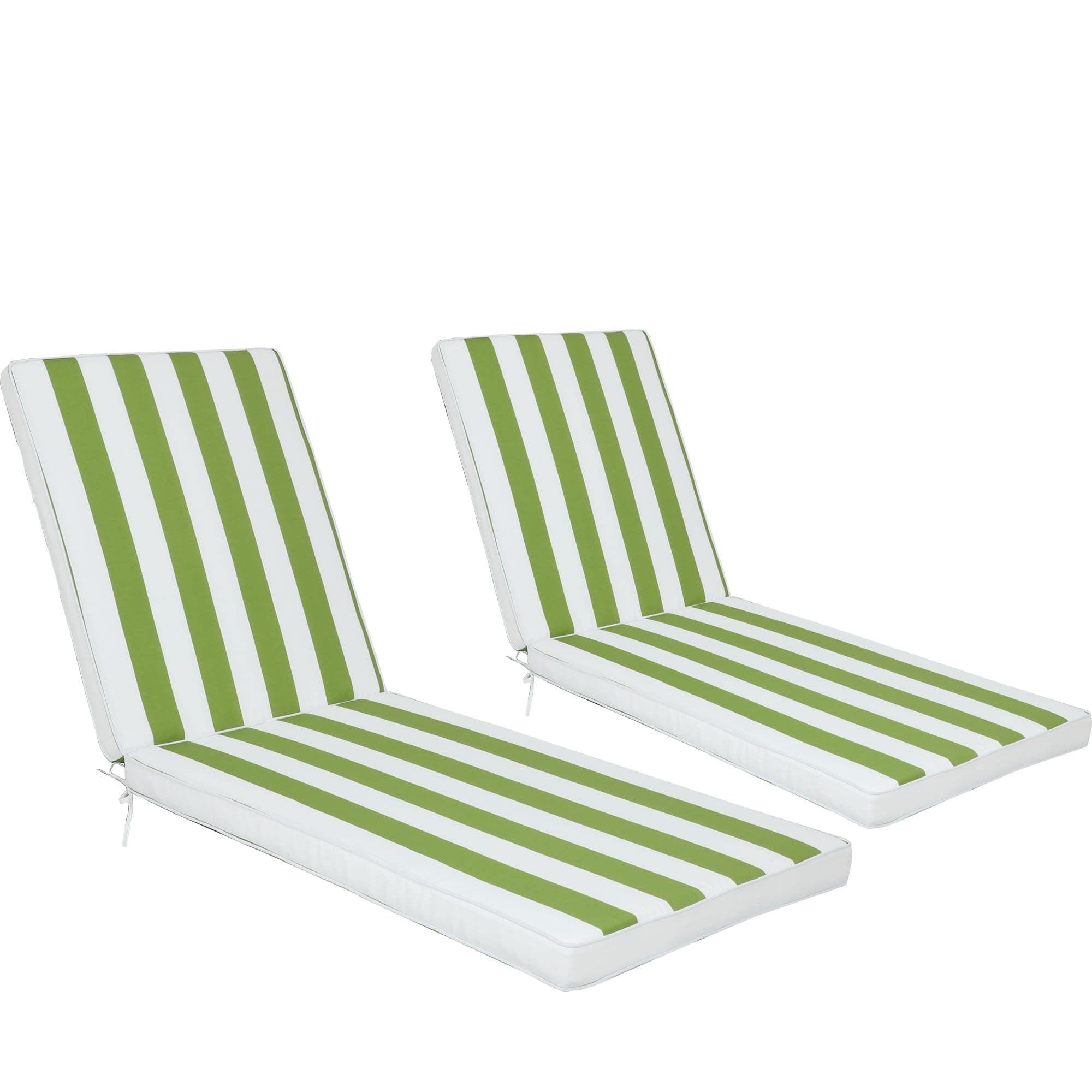 Chaise Lounge Cushions Outdoor,3-Year Fade & Water Resistant Patio Lounge Chair Cushion Replacement 2-Piece Set with High-Resilience Foam 80" x 26" x 3" for Pool, Deck (Green White Striped)