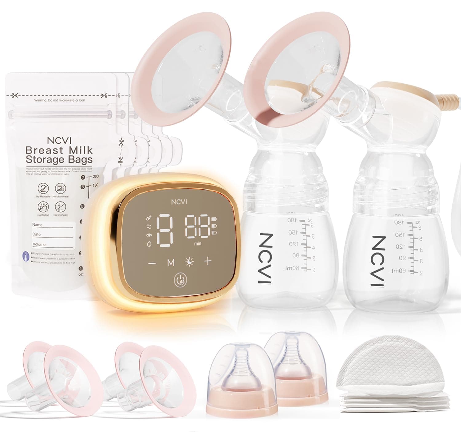 NCVI 8782 Pro Electric Breast Pump 4400mAh Battery with Night Light for Mom
