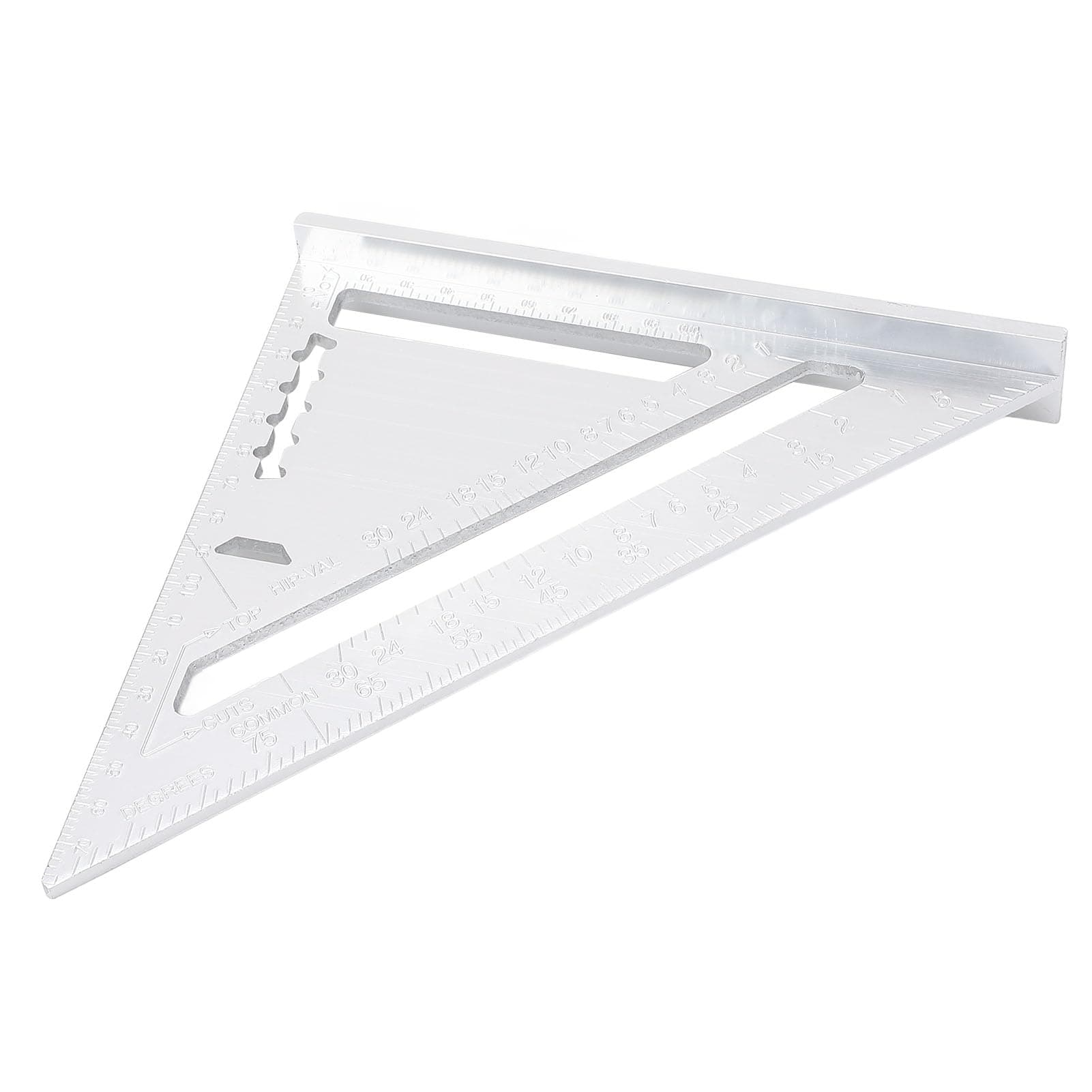 SUNGOOYUE Aluminum Alloy Triangular Ruler Woodworking Carpenter Layout Measuring Tool Protractor Square for Professional Surveyors, Engineers and Hobbyists (Silver White)