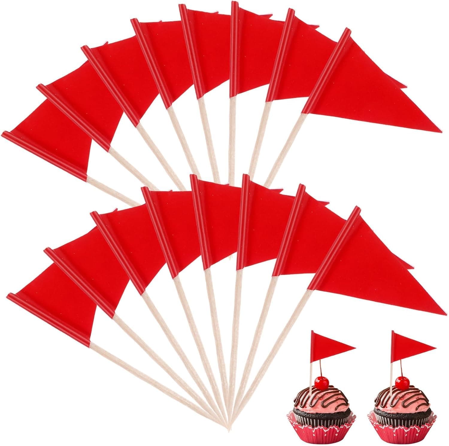 100 Pcs Red Flag Cupcake Toppers Golf Flag Toothpicks