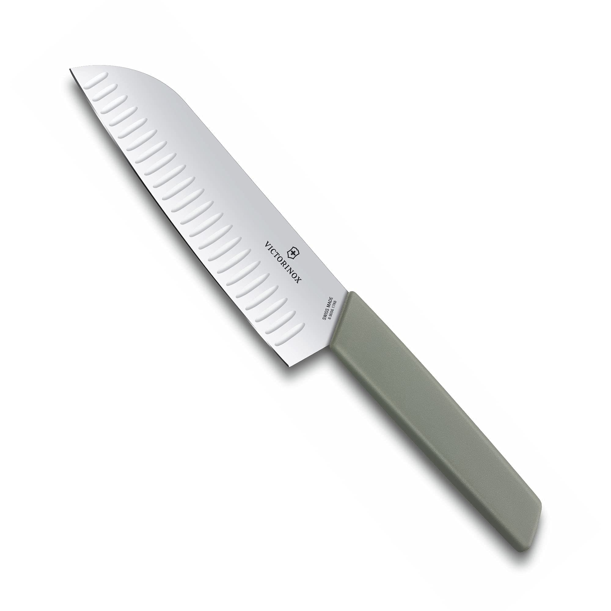 Victorinox Swiss Modern Santoku Knife - Sharp Kitchen Knife for Dicing, Slicing & Mincing - Premium Kitchen Accessories - Olive Handle, 7"