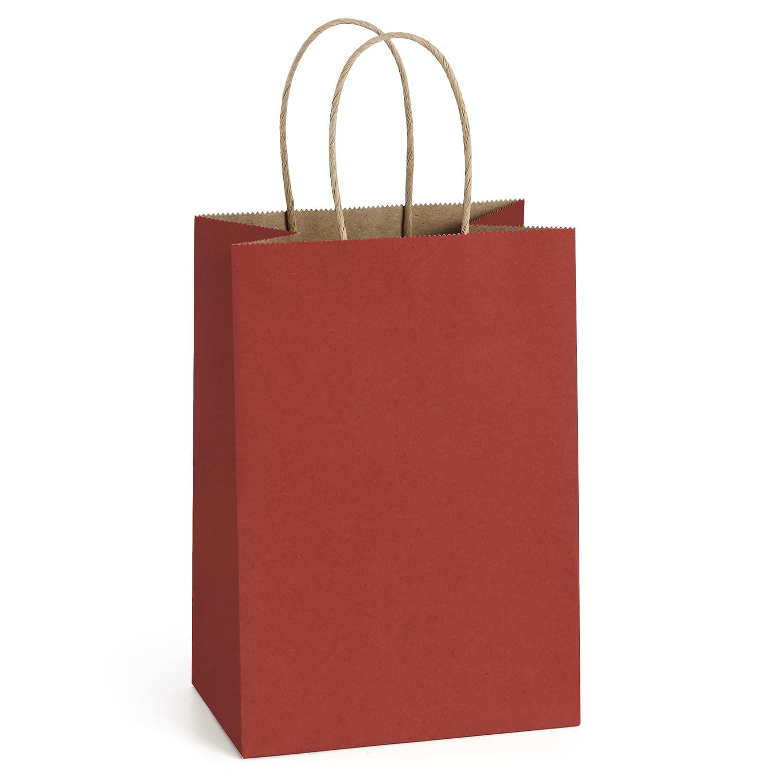 BagDream Small Gift Bags with Handles 5.25x3x8 Inch Red 100 Pack Bulk