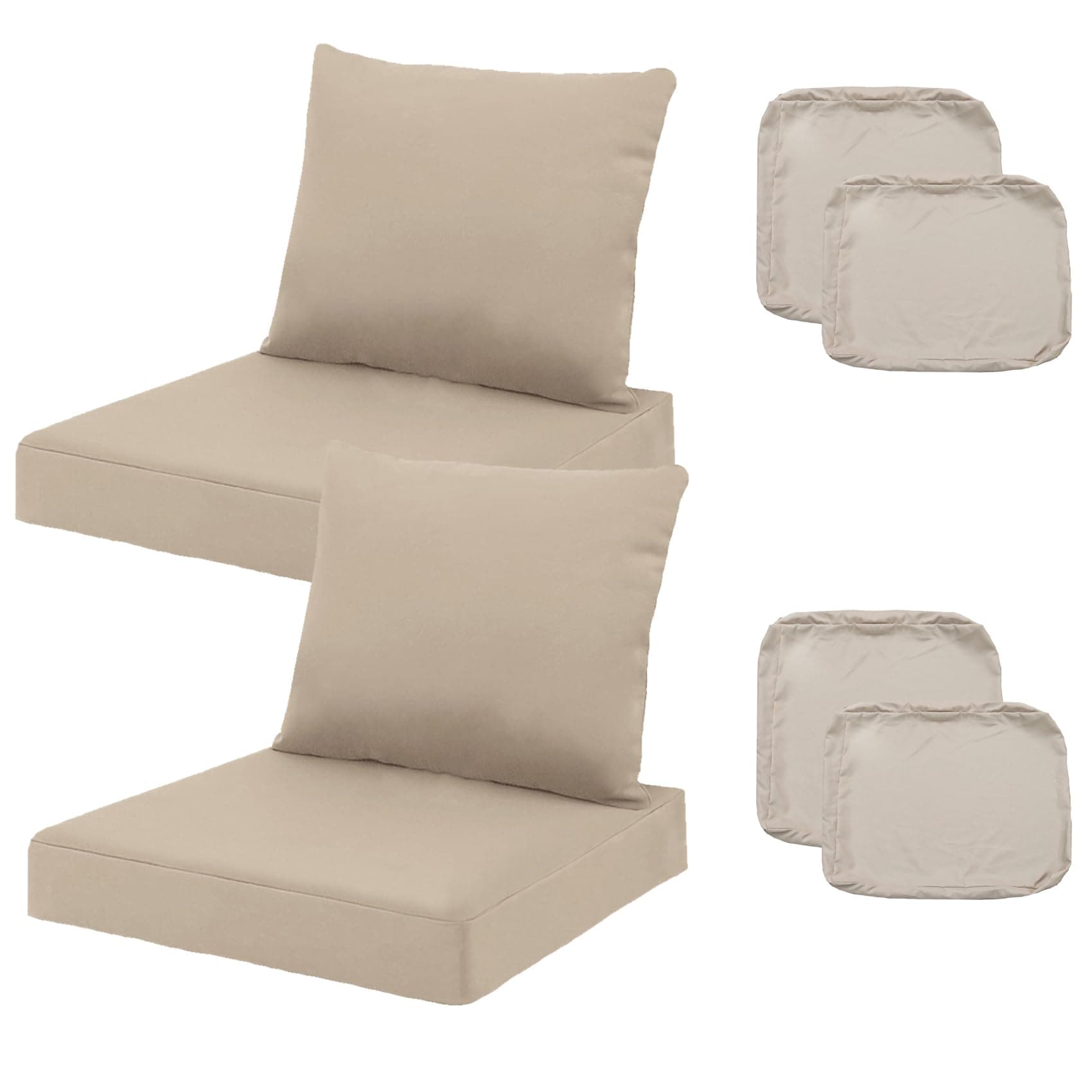 TECOSARA Outdoor Seat Cushion Cover Set of 2, 19 x 19 x 3 Inch, Tan