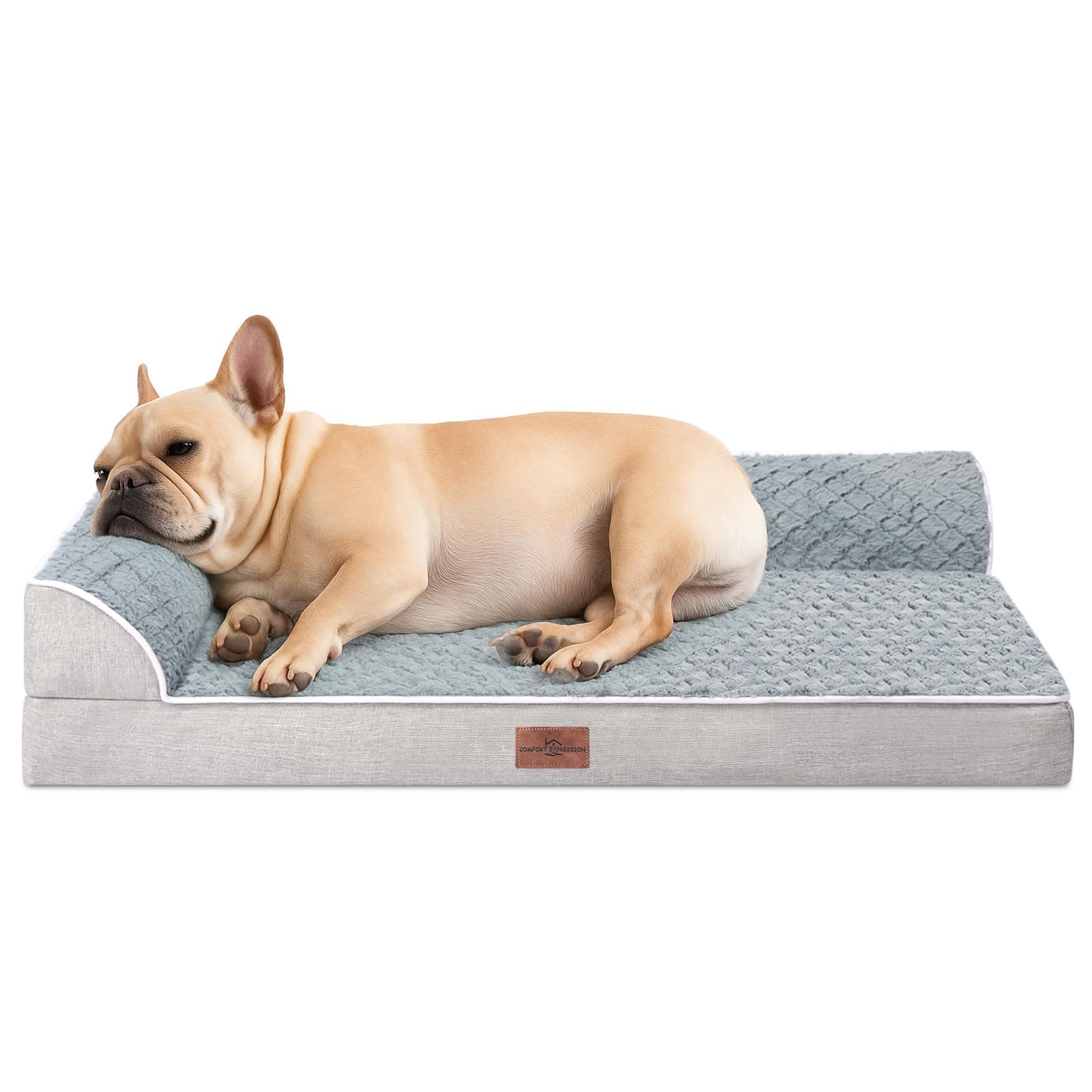 Comfort Expression Medium Grey Dog Bed, Orthopedic, Waterproof, Removable Washable Cover, Non-Skid Bottom, 30"L x 20"W x 7.5"H