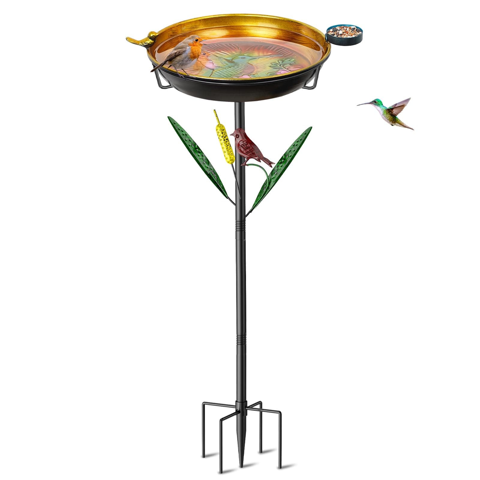MeyRolizn Metal Bird Baths for Outdoors, Removable Birdbath Birdfeeder