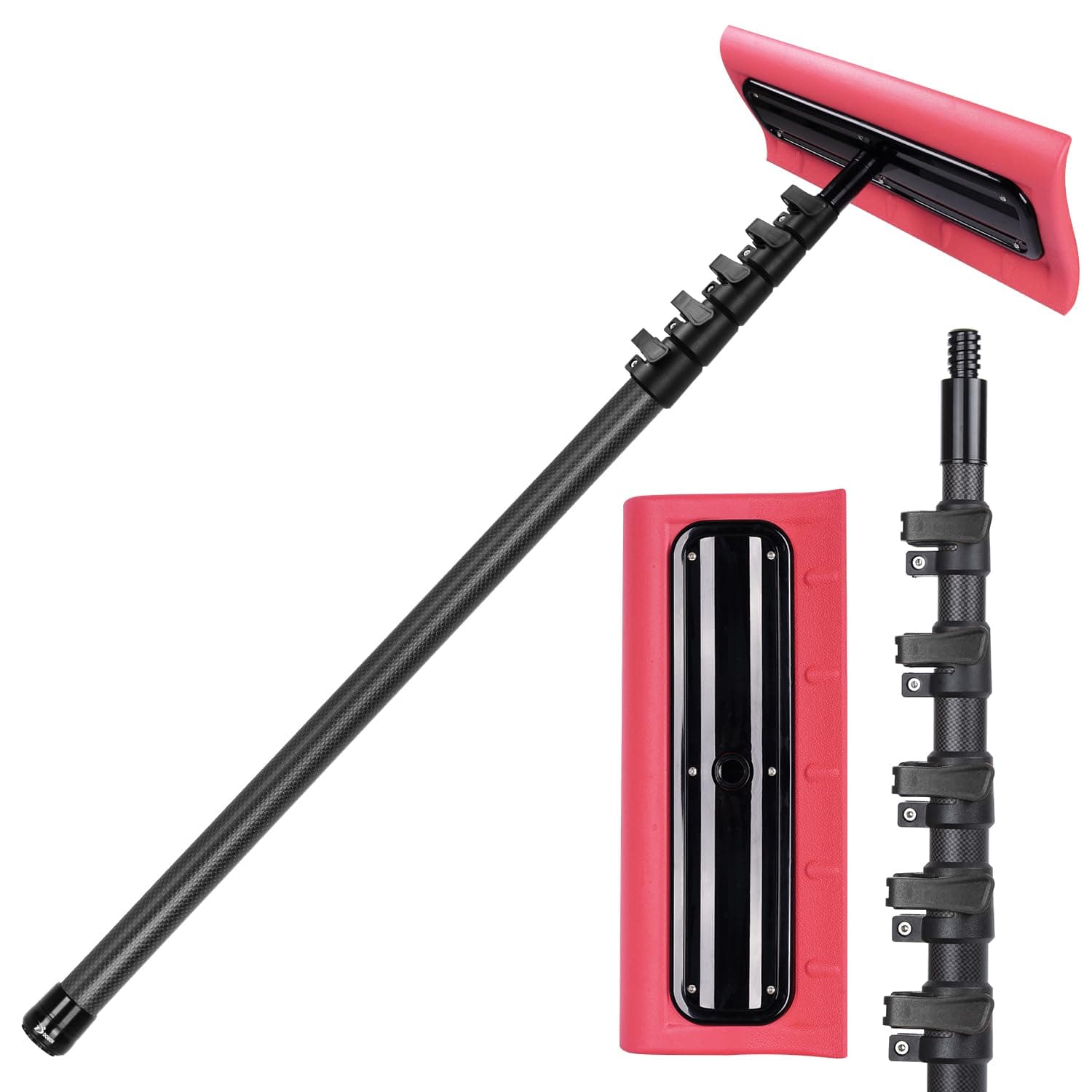 DOBEN Carbon Fiber Snow Roof Rake Extendable Pole Roofs Solar Panels Cars