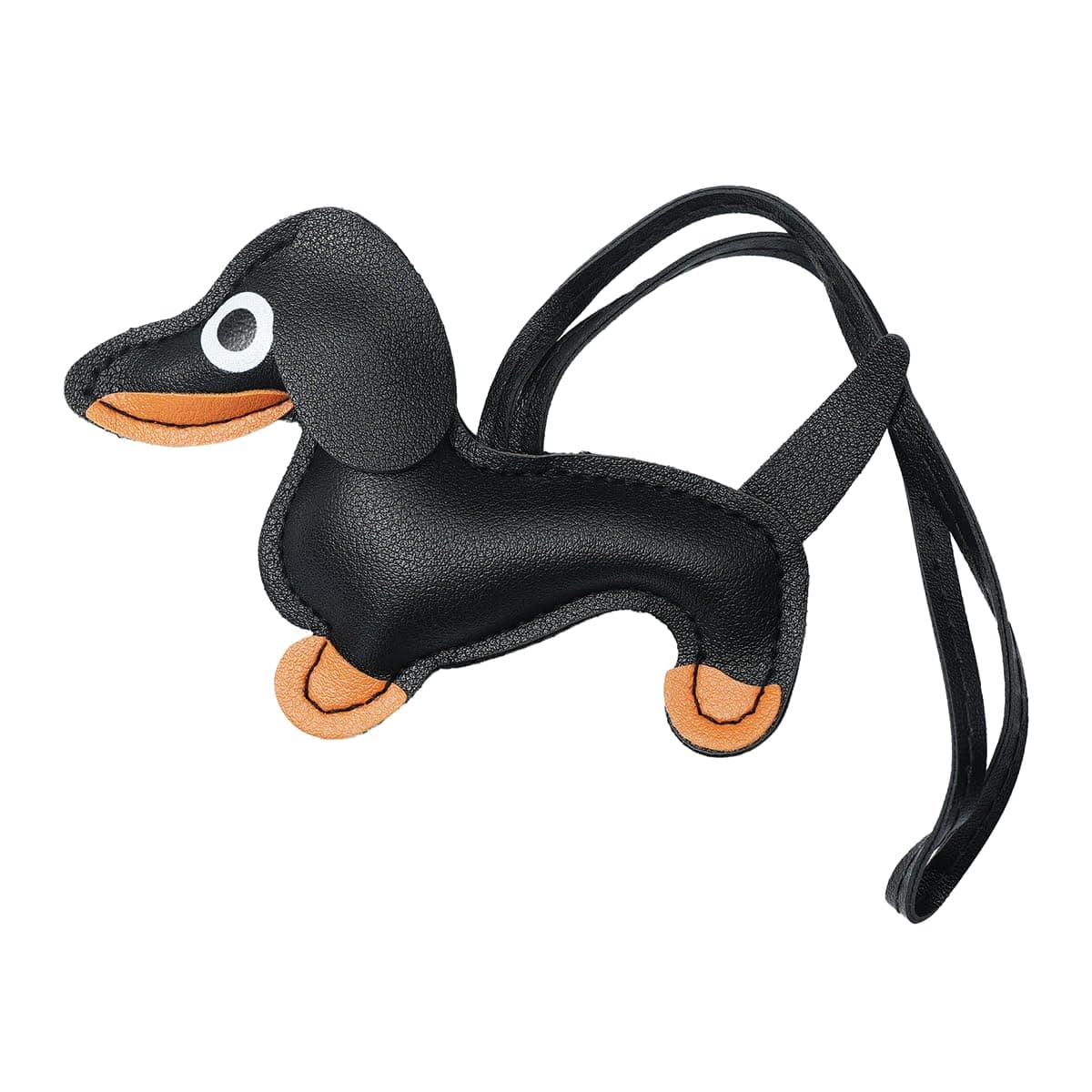1 x Black Dachshund Dog Backpack Charm PU Material Abstract Vanguages Cute Backpack Hanging