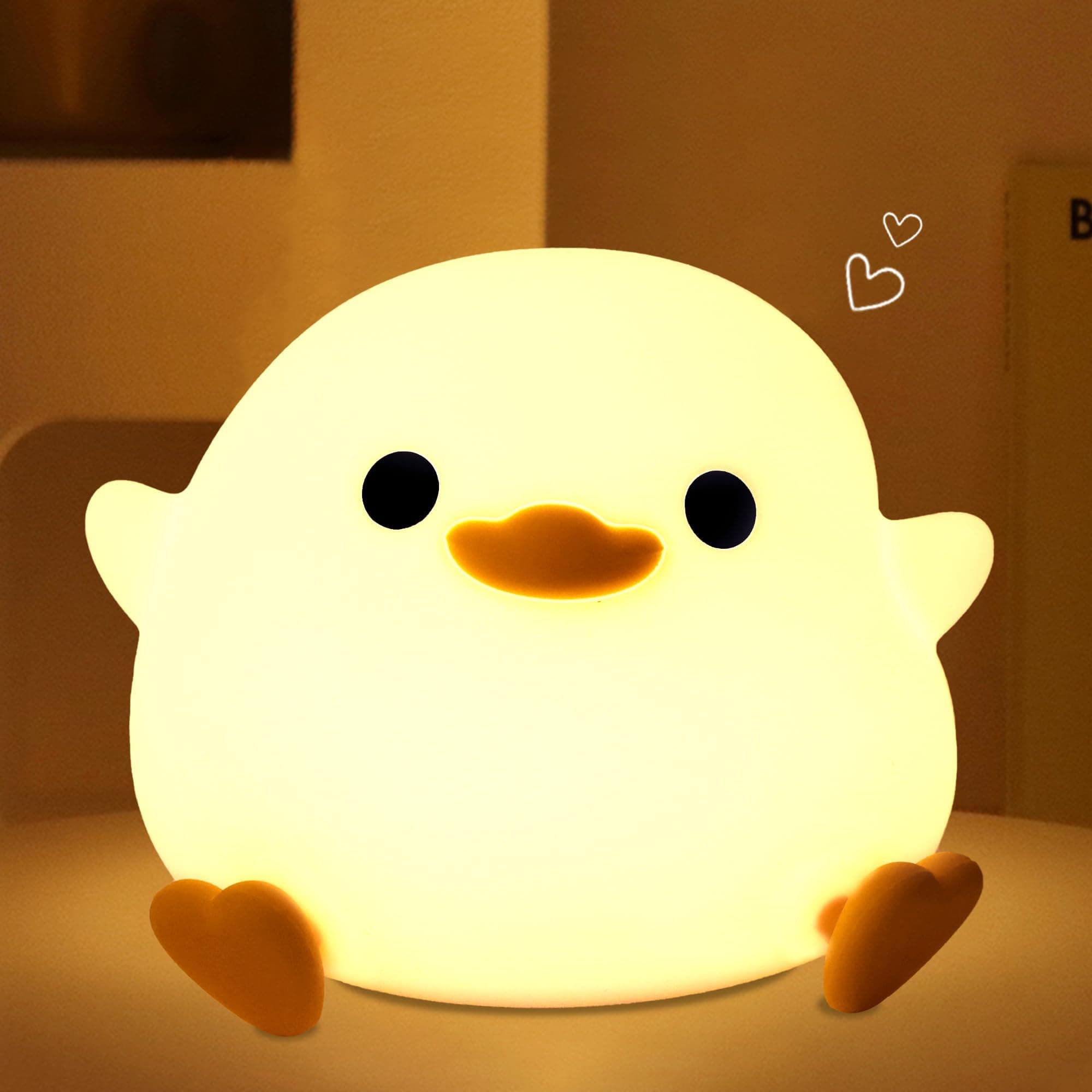 FULLOSUN Duck Light for Kids, Cute Silicone Animal Night Lamp with Touch Rechargeable Dimmable Timer, Best Decor for Children's Room Bedroom Desk, Xmas Birthday Present for Girls Boys Baby Toddler