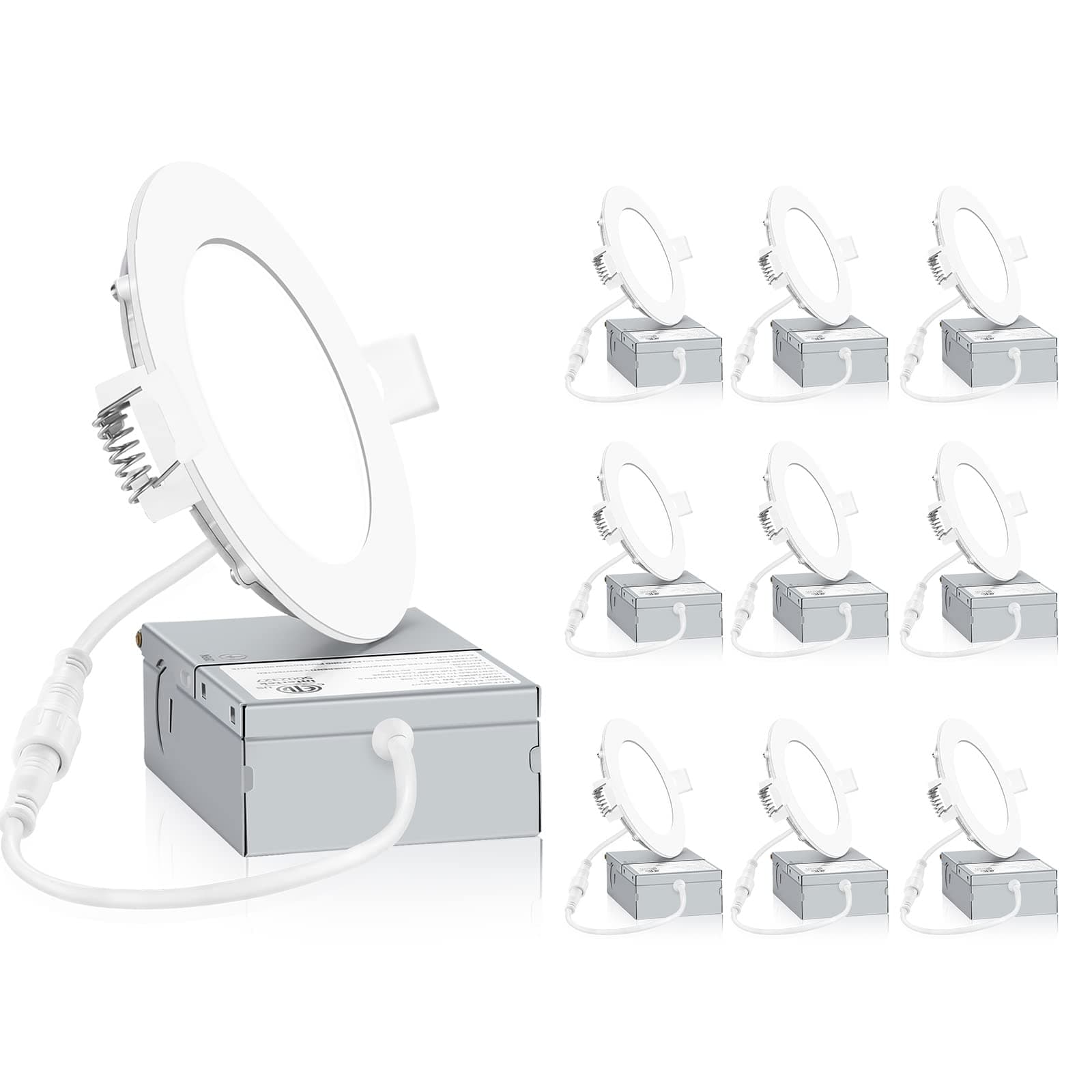 INCARLED 4Inch 10Pack 3000K LED Recessed Ceiling Lights with Junction Box