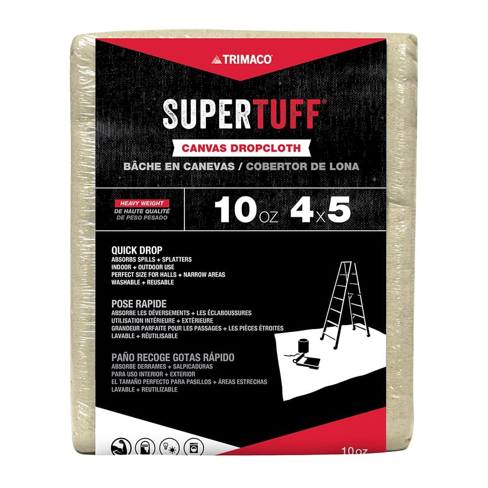 Trimaco SuperTuff 10 oz thick Heavyweight Canvas Drop Cloth, 4-feet x 5-feet (51125)
