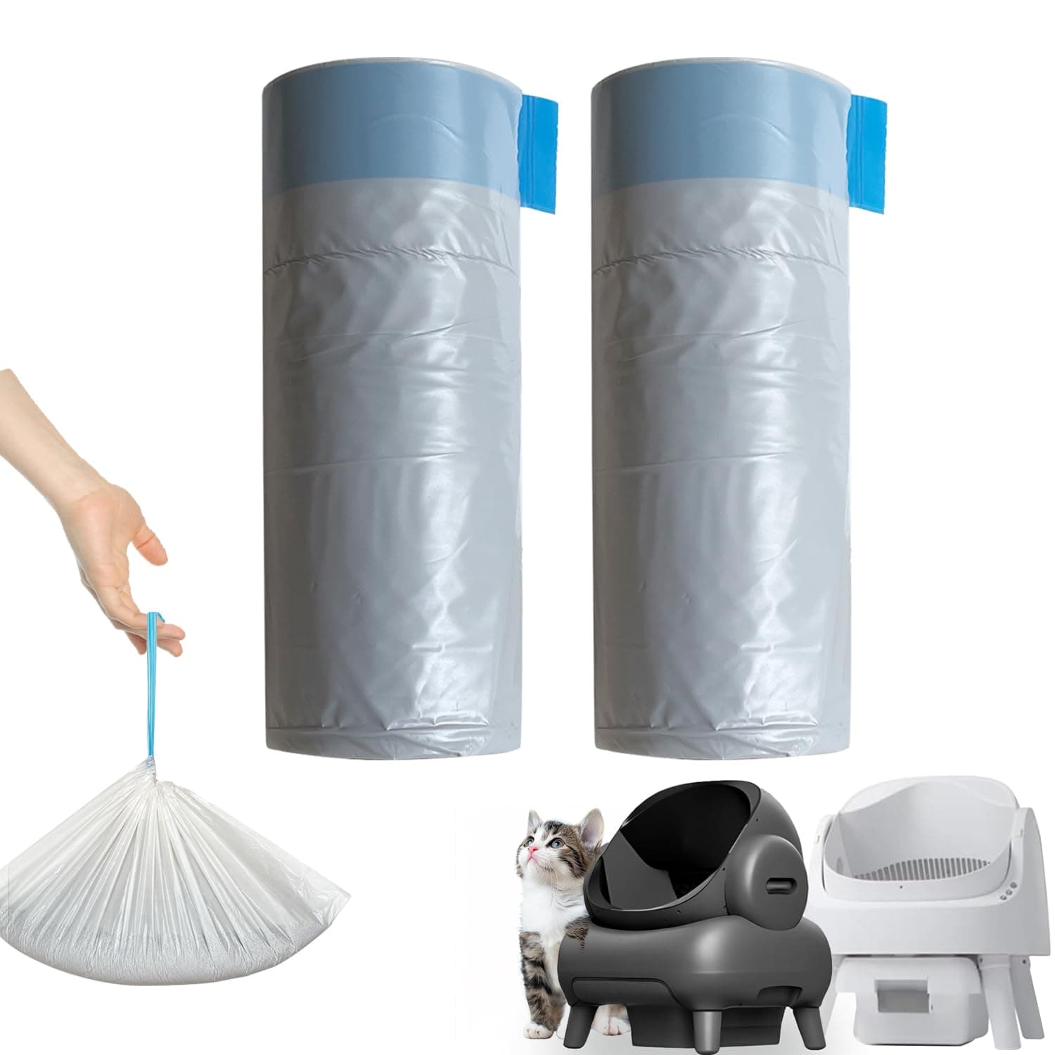 40 Count Litter Bags Compatible with pet pivot litter box and NeakasaM1 Open-Top Self-Cleaning Cat Litter Box, 2 Rolls Cat Litter Waste Receptacles Bags (40 Count)