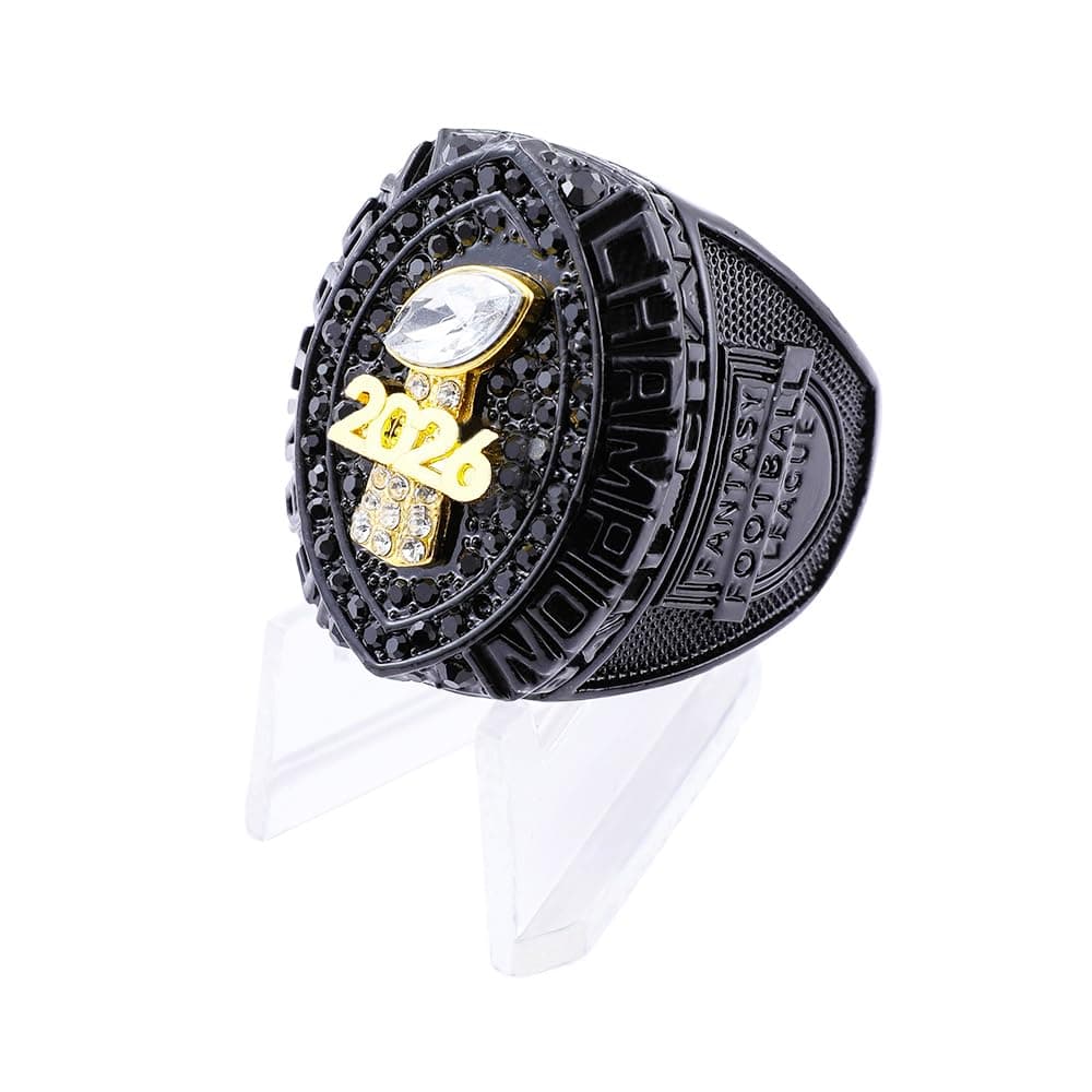 guancrown 2026 Fantasy Football Championship Ring Award Prize Trophy Sports Winner MVP FFL Ring (Ring and Stand, Size 13)